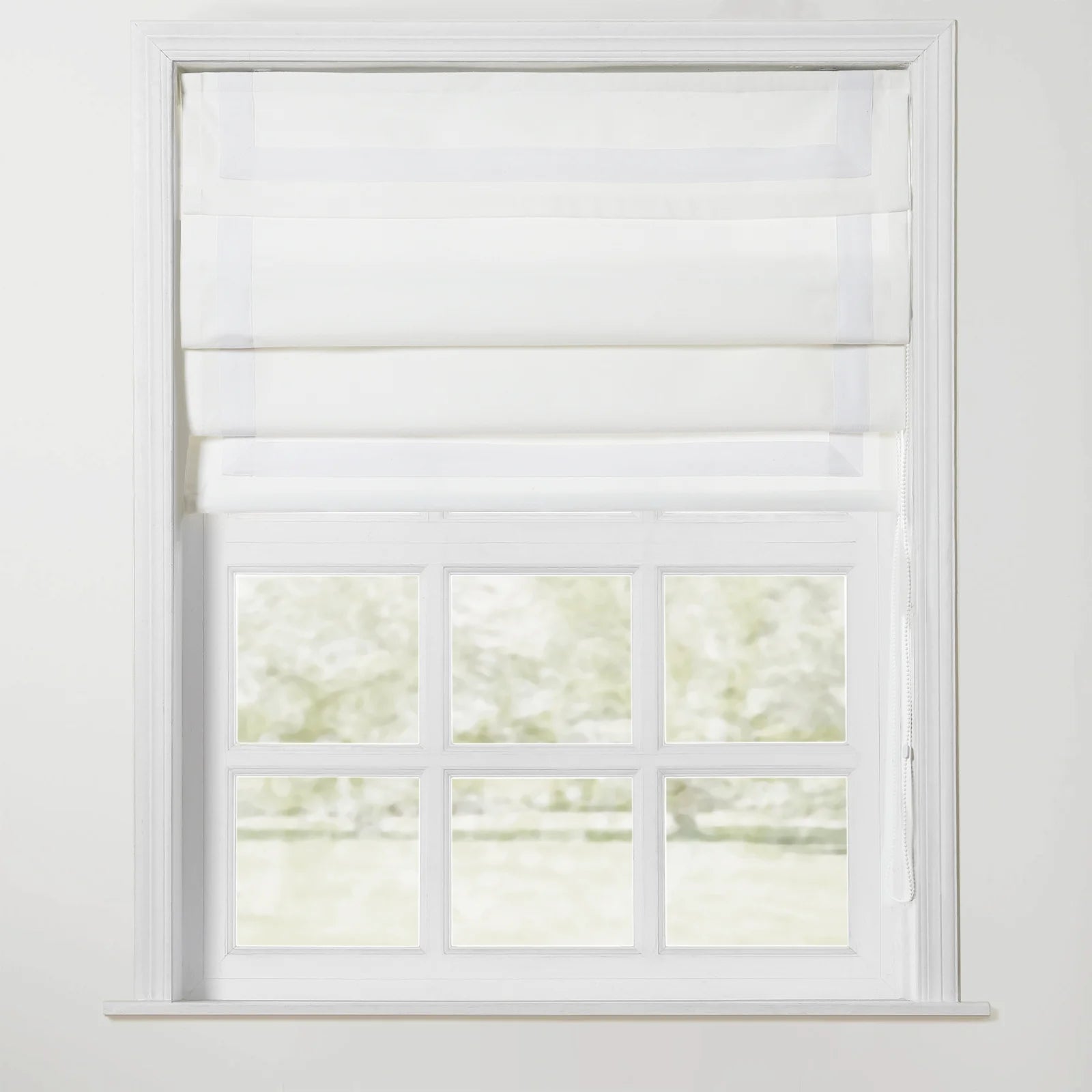 Tyrone Roman Shade with Border Cord Lift - Classic Window Treatment for Living Room & Bedroom - Blackout Fabric for Light Control & Privacy