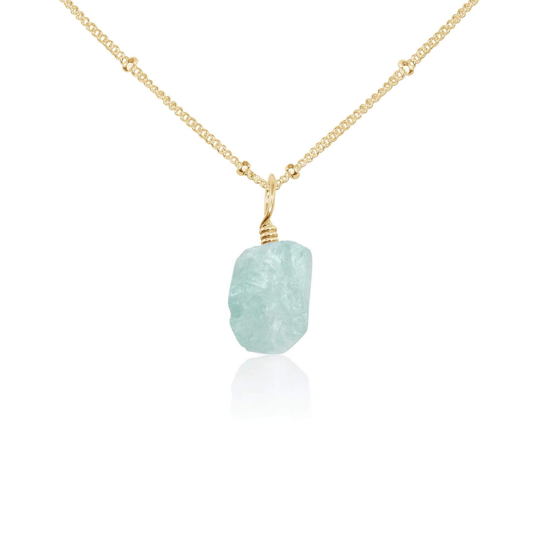 Natural Tiny Raw Aquamarine Pendant Necklace - Handmade Gemstone Jewelry for Women - Perfect for Everyday Wear, Gift Giving & Spiritual Healing