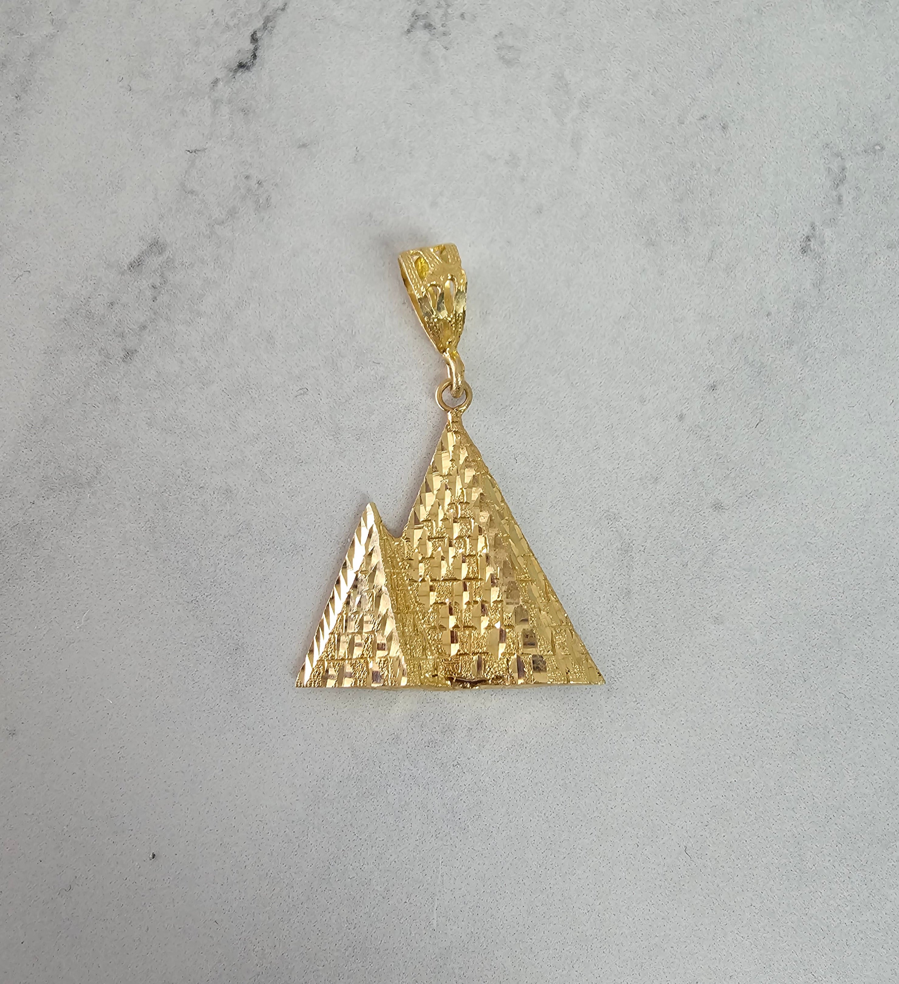 10K Yellow Gold Pyramid Pendant with Diamond Cuts - Elegant Jewelry for Women, Perfect for Gifts, Parties, and Everyday Wear