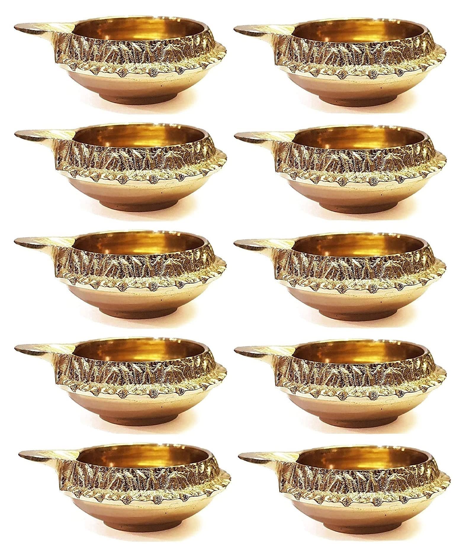 SATVIK 50-Piece Kuber Diya Set for Diwali Decoration - Handmade Brass Oil Lamps with Golden Engraving - Traditional Indian Deepawali Pooja Diya Vilakku - Perfect for Home Worship, Festival Gifts & Spiritual Ceremonies