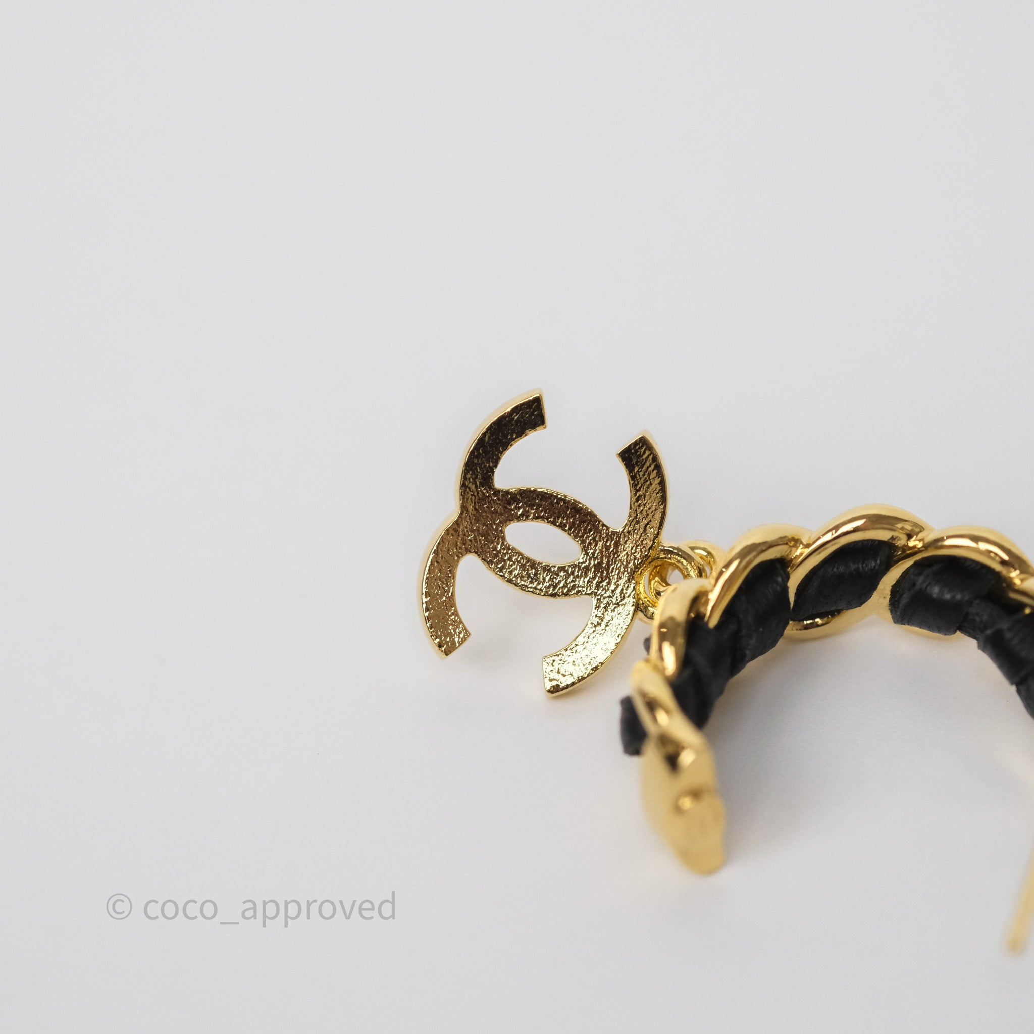 Chanel Braided Drop CC Hoop Earrings 24K Gold Plated - Luxury Fashion Jewelry for Women, Elegant Gift for Birthday, Anniversary & Special Occasions