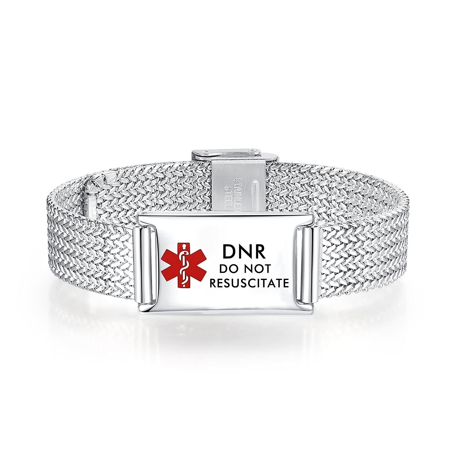 Adjustable Stainless Steel Mesh Medical Alert Bracelet for Men & Women - Emergency Medical ID Jewelry for Diabetes, Allergies & Heart Conditions | Perfect for Daily Wear & Outdoor Activities