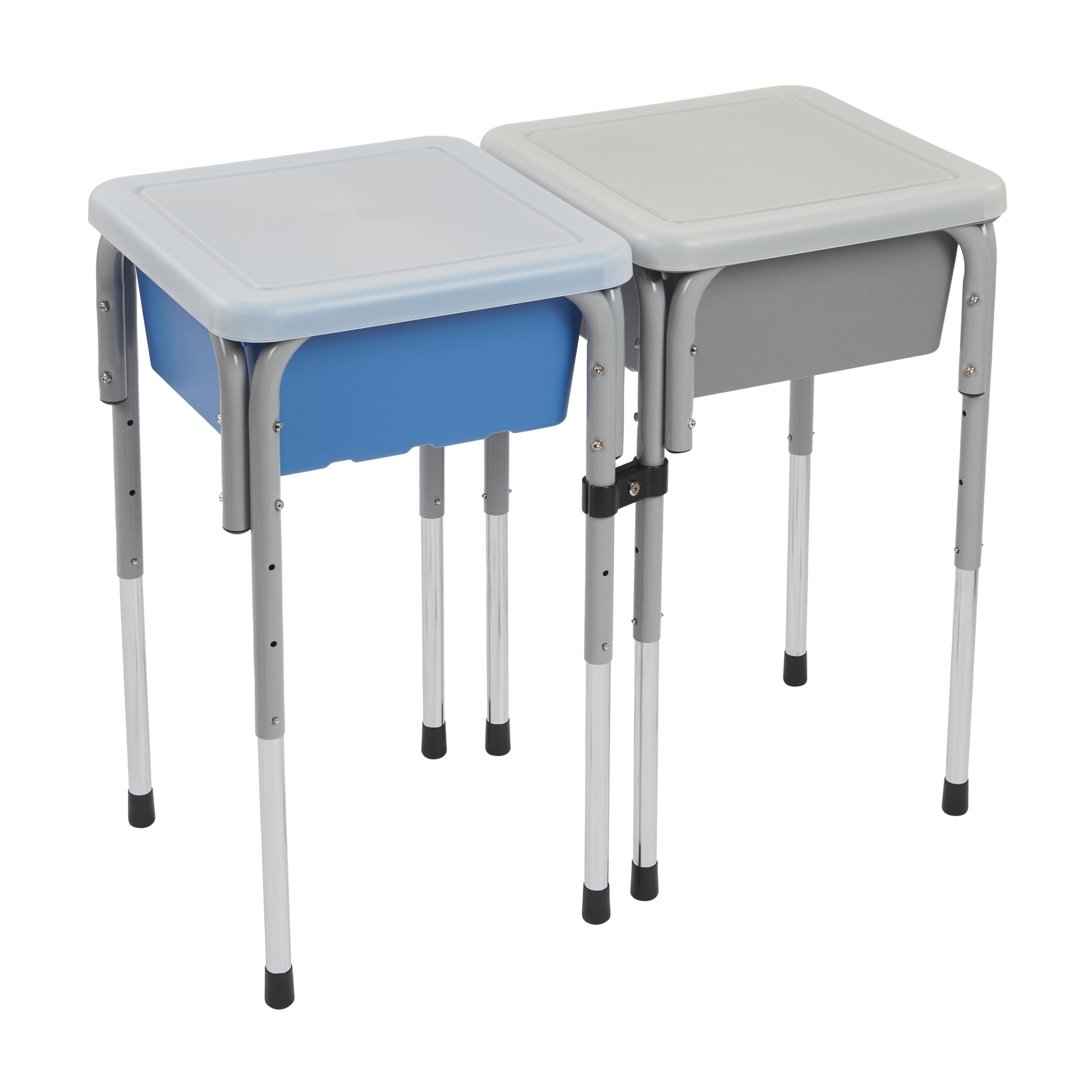 ECR4Kids Adjustable 2-Station Sand and Water Play Table with Sensory Bins - Grey & French Blue for Kids' Outdoor & Indoor Sensory Play Activities