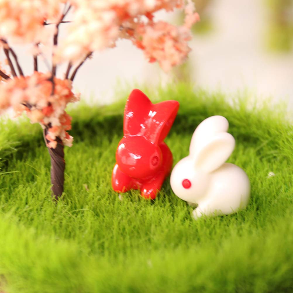 Cabilock 20pcs Wooden Rabbit Figurines - Mini Resin Animal Statues for Home Decor, Easter Flowerpot Ornaments, Desktop Toys, Terrarium Accents | Perfect for Spring Decor, Party Favors, and Shelf Displays
