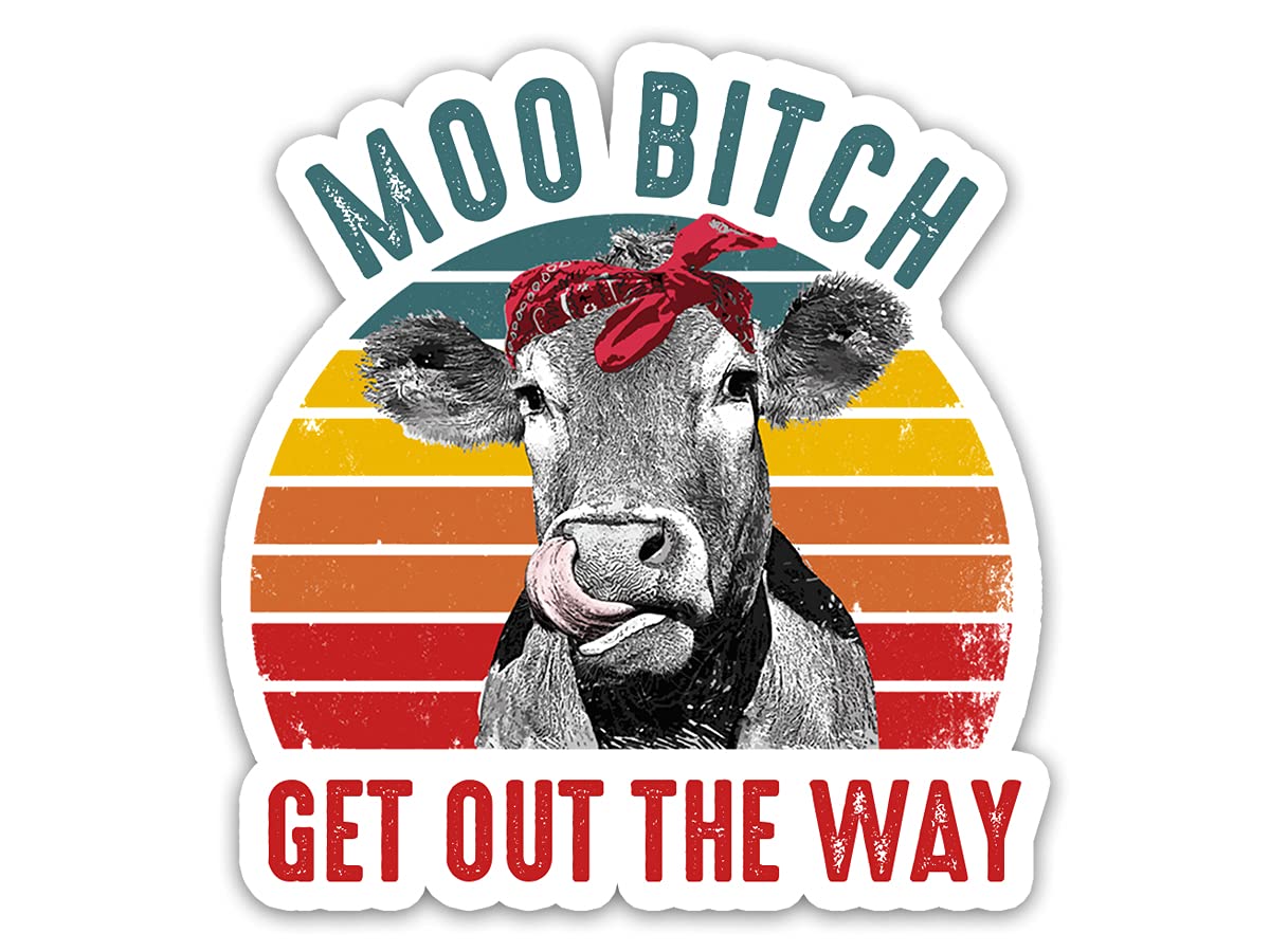 VOTANTA 3-Pack Funny Cow Stickers - 'Moo Bitch Get Out The Hay' Farm Animal Decals (3