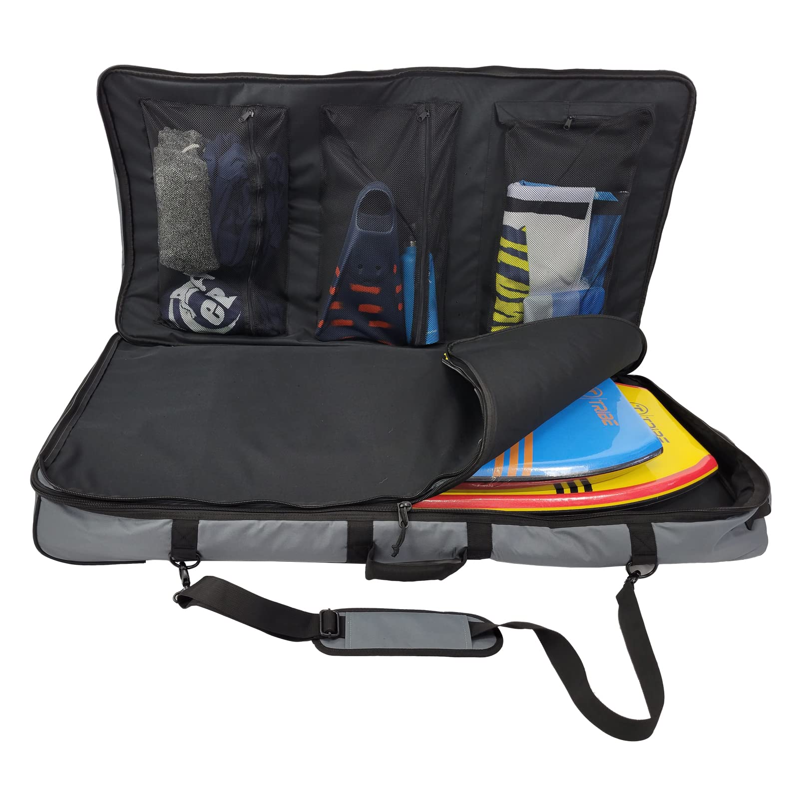 **Tribe Boards Dually Rolling Bodyboard Travel Bag - Waterproof & Durable Surfboard Carrier for Travel & Beach - Perfect for Surfing, Bodyboarding & Water Sports**