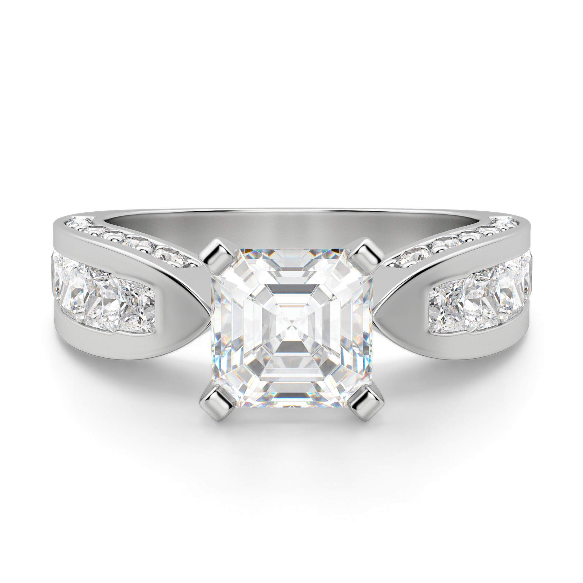 2.50CT Asscher Cut VVS1 Colorless Moissanite Engagement Ring - 925 Sterling Silver Wedding Promise Ring for Women, Perfect Gift for Anniversary, Proposal & Special Occasions