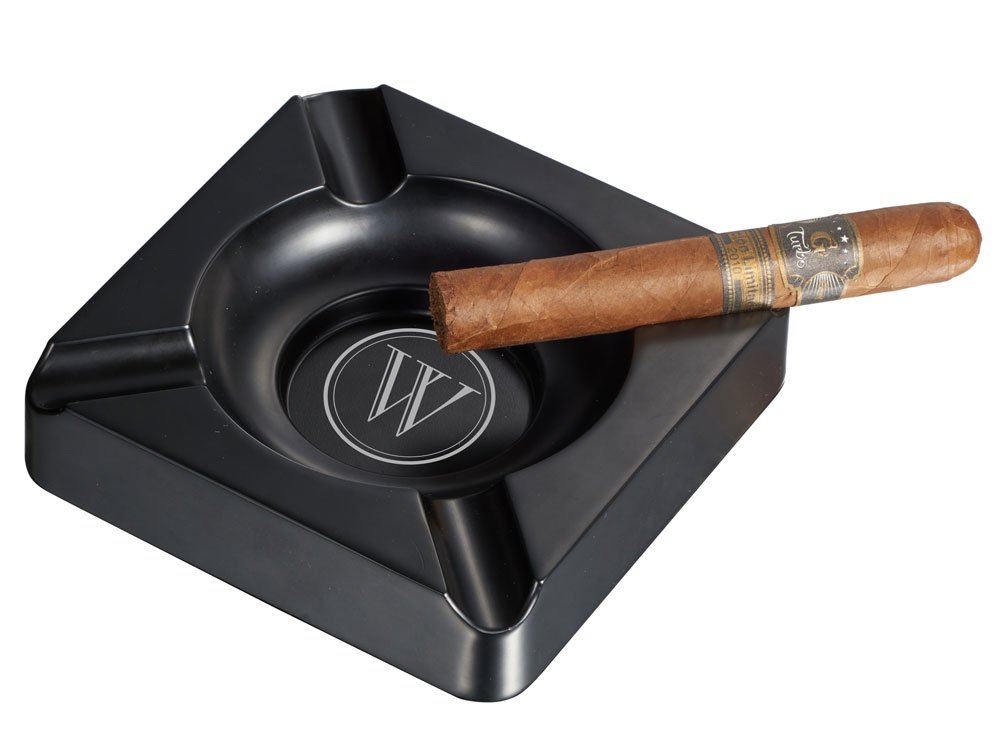 Premium Gunmetal Cigar Ashtray with Custom Laser Engraving - Personalized Initials - Heavyweight Design for Cigar Lovers - Perfect for Home Bars, Man Caves & Outdoor Smoking Areas