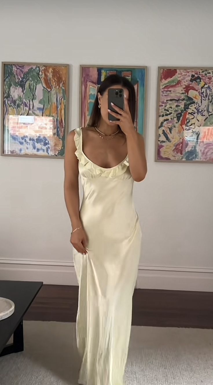 Elegant Light Yellow Satin Long Prom Dress with Ruffle Details - Formal Evening Gown J6035 for Homecoming, Wedding & Special Occasions