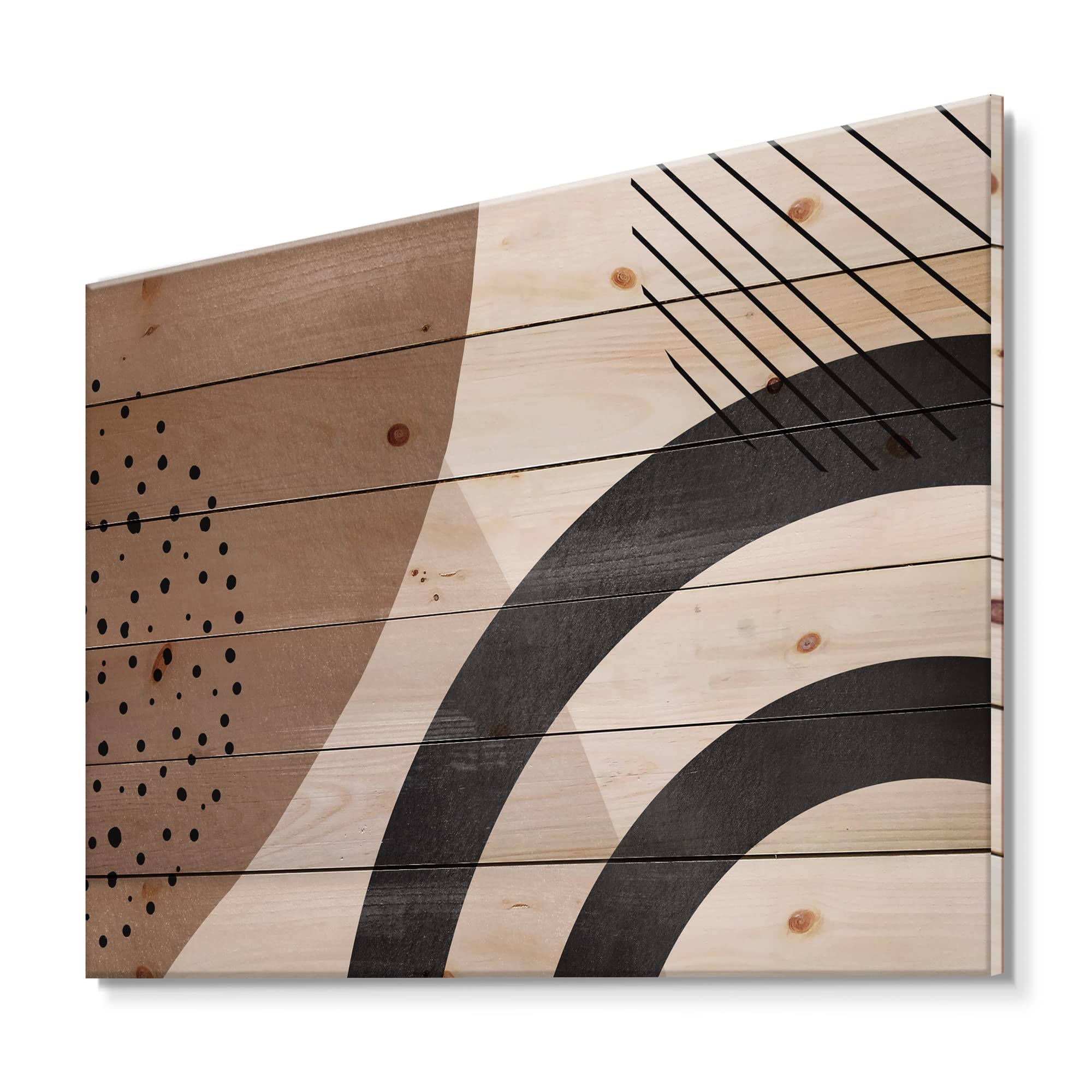 Abstract Shapes III Terracotta & Ivory Modern Wood Wall Art - Large Contemporary Pine Wood Panels for Living Room, Bedroom & Office Decor