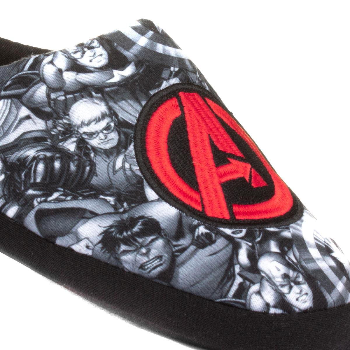 Avengers Themed Bernard Men's Black & Red Slippers - Size 8 UK (US Men's 9) - Comfortable Superhero House Shoes for Lounge & Cosplay