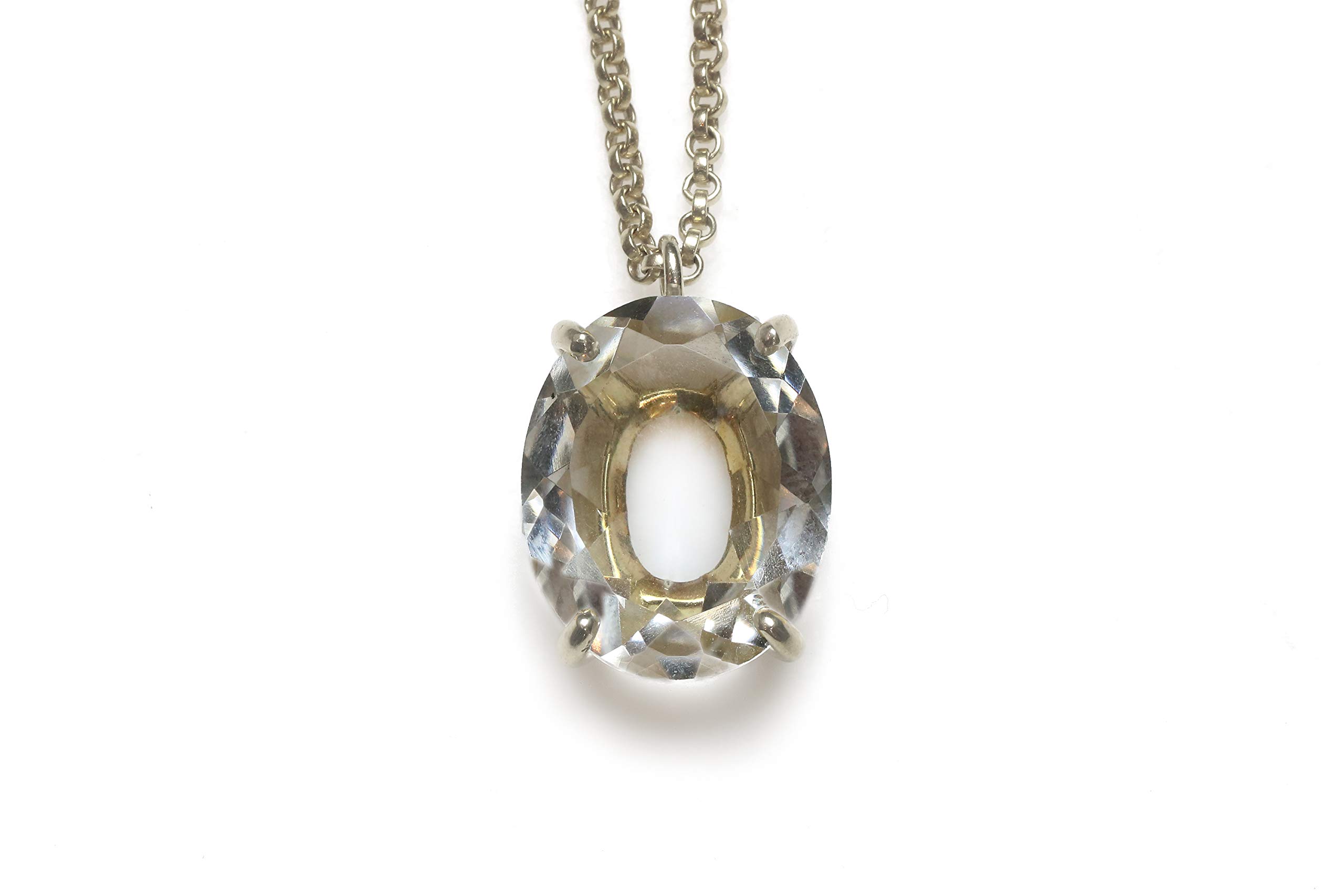 Anemone Jewelry Clear Quartz Pendant Necklace - Natural Gemstone Oval Necklace Handmade for Women - Adjustable Length Fashion Jewelry Gift for Birthday, Anniversary & Spiritual Healing