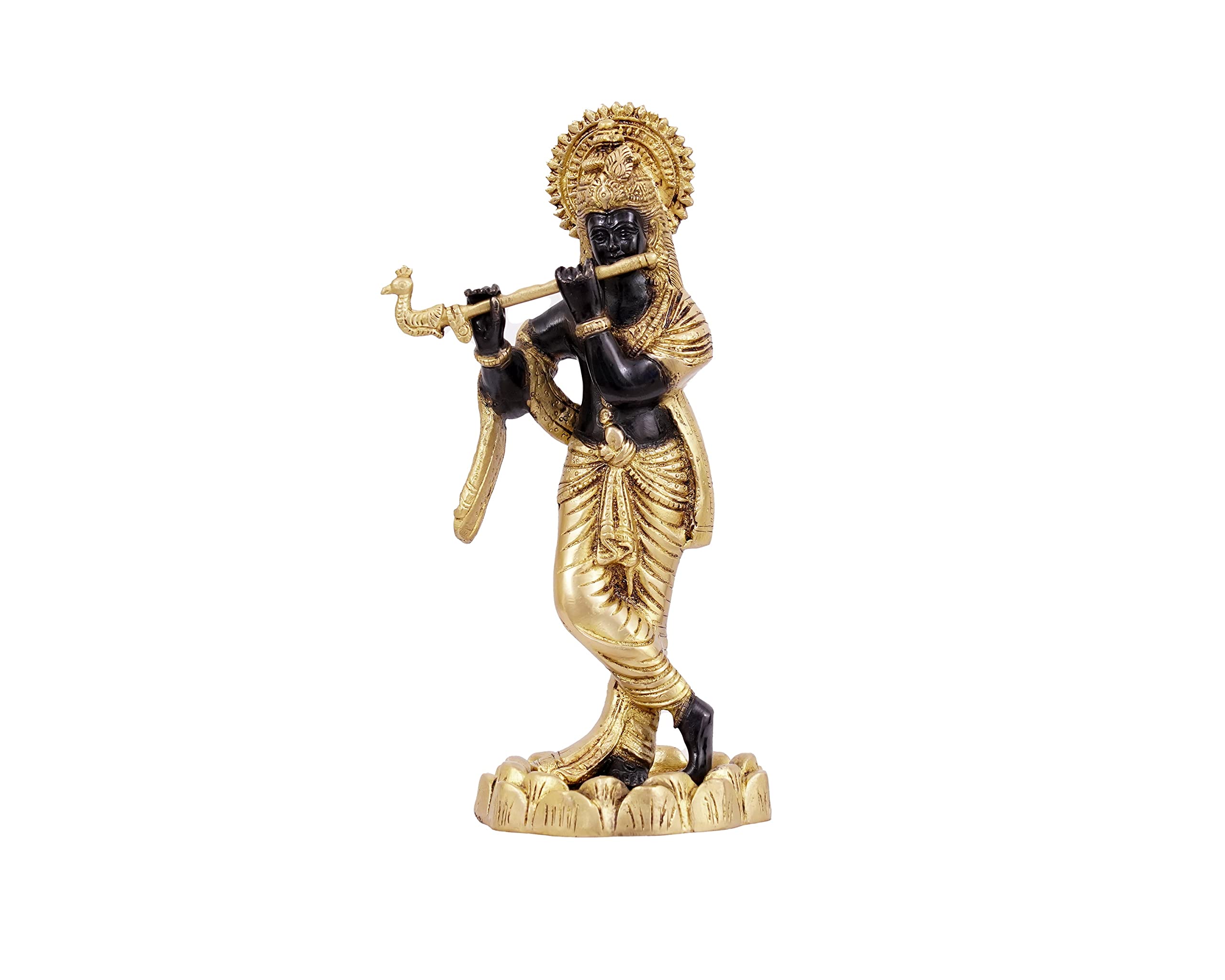 Shri Krishna Statue for Puja - Handcrafted Hindu God Idol 4.5x4.5x11 Inches - Perfect for Home Mandir, Temple Decor & Spiritual Gifts | Ideal for Daily Worship, Meditation & Festive Celebrations