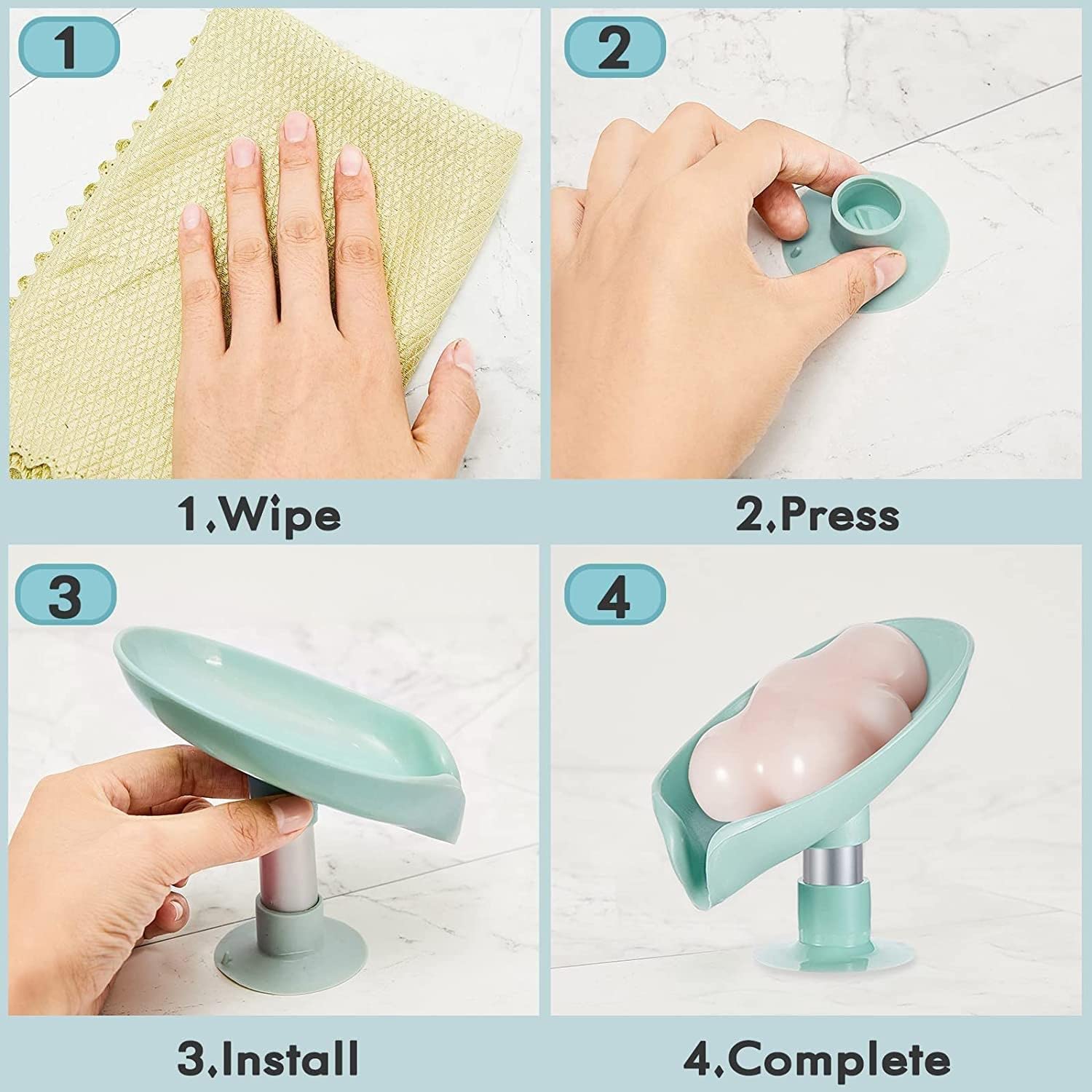3-Piece Silicone Shampoo Dispenser & Bath Brush Set - 2-in-1 Hard Plastic Long Handle Back Scrubber with Soft Loofah & Self-Draining Leaf-Shaped Soap Dish Holder (Multi-Color) - Perfect for Shower, Bathroom Storage & Spa Relaxation