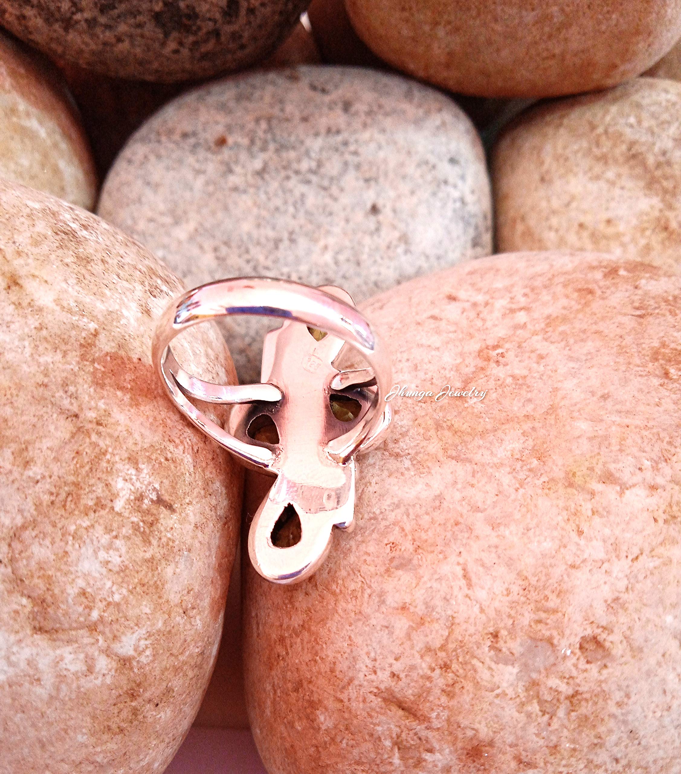Handcrafted Sterling Silver Peridot Ring - Vintage Four Stone Boho Jewelry for Women | Unique Artisan Bridal Gift, Antique Statement Piece | Perfect for Weddings, Anniversaries & Boho Fashion