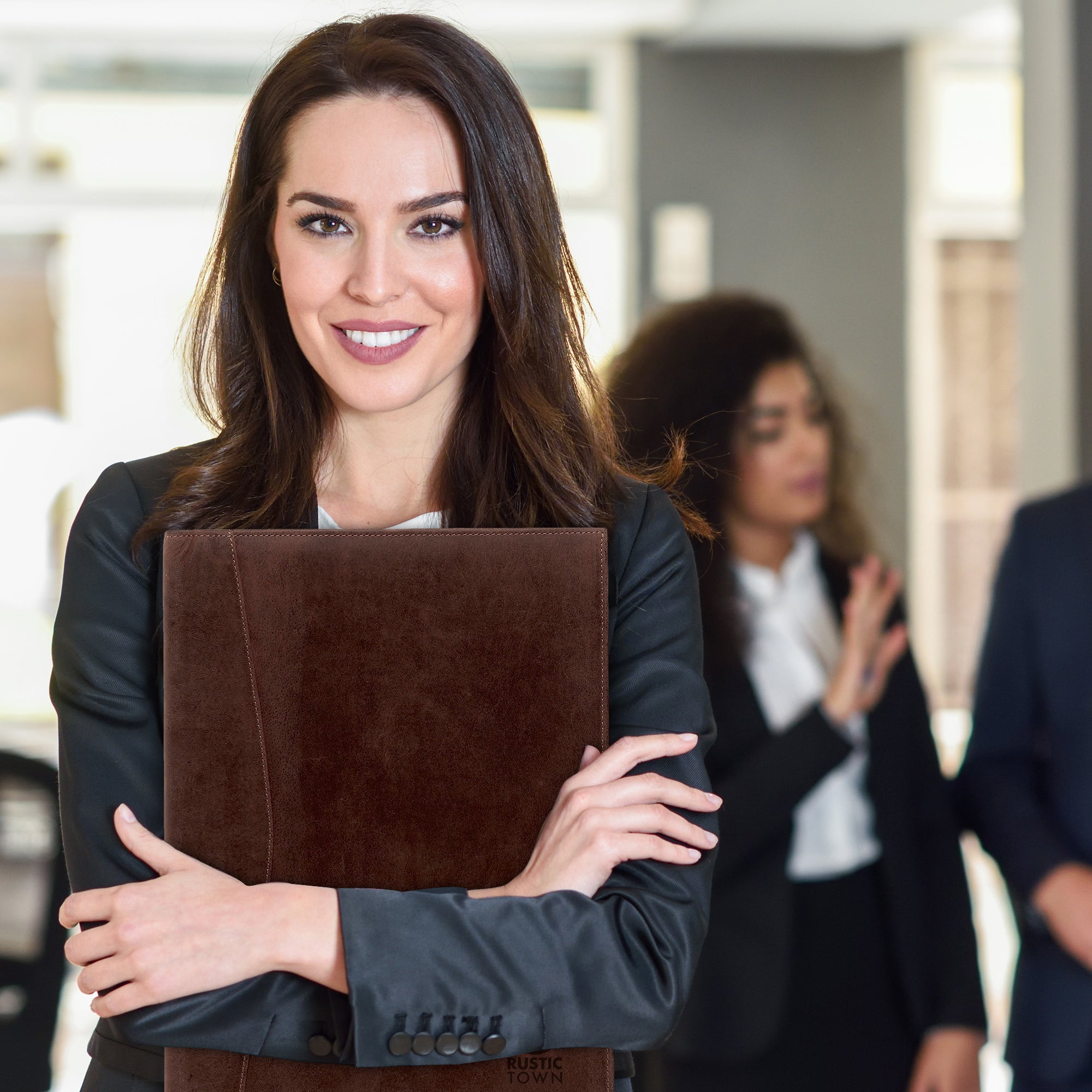 Premium Royal Leather Portfolio - Dark Brown Executive Briefcase for Business Professionals | Ideal for Meetings, Presentations & Office Use