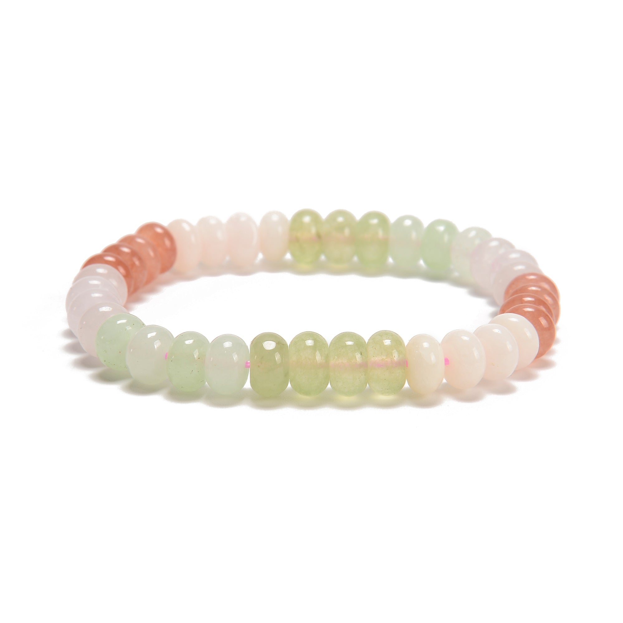 Natural Multi-Color Jade Beaded Bracelet - 5x8mm Smooth Rondelle Beads - 7.5