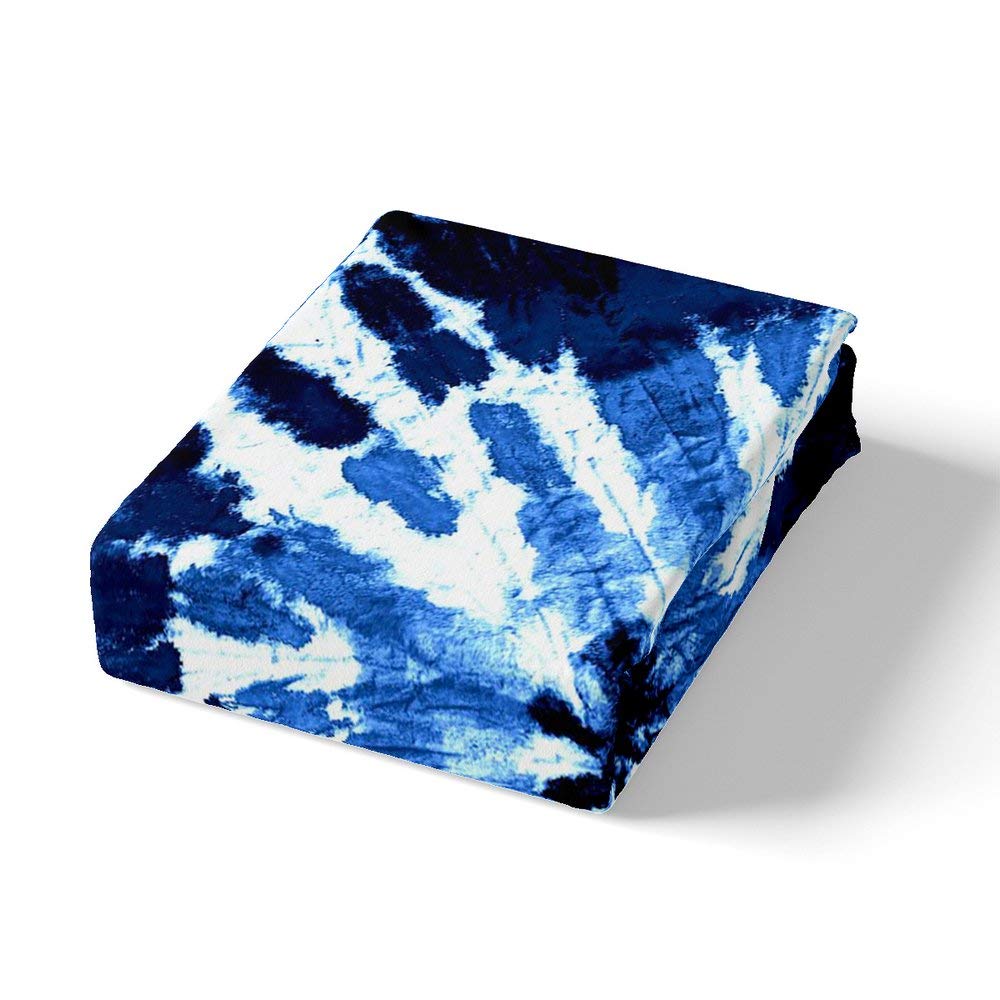 Tie Dye Blueberry Bedding Set - Psychedelic Comforter Cover Twin Size for Kids & Teens | Soft Microfiber Duvet Cover Blue & White | 2-Piece Bedding Set for Cozy Bedrooms & Dorm Rooms
