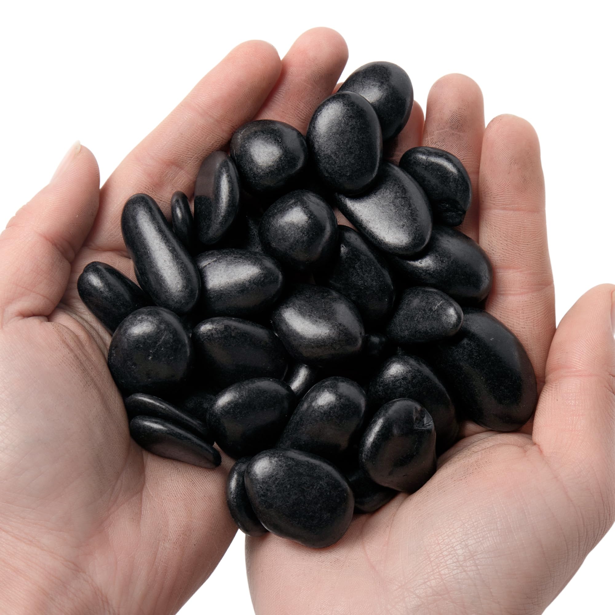 2lb Natural Black Polished River Pebbles - 1/2 to 1 Inch Decorative Stones for Landscaping, Garden Paving, Vase Fillers, Walkways, DIY Crafts | Perfect for Outdoor Decor & Aquarium Scaping