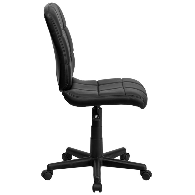FLASH Clayton Mid Back Black Quilted Vinyl Swivel Task Office Chair with Arms - Ergonomic Desk Chair for Home Office, Computer Workstation & Conference Room