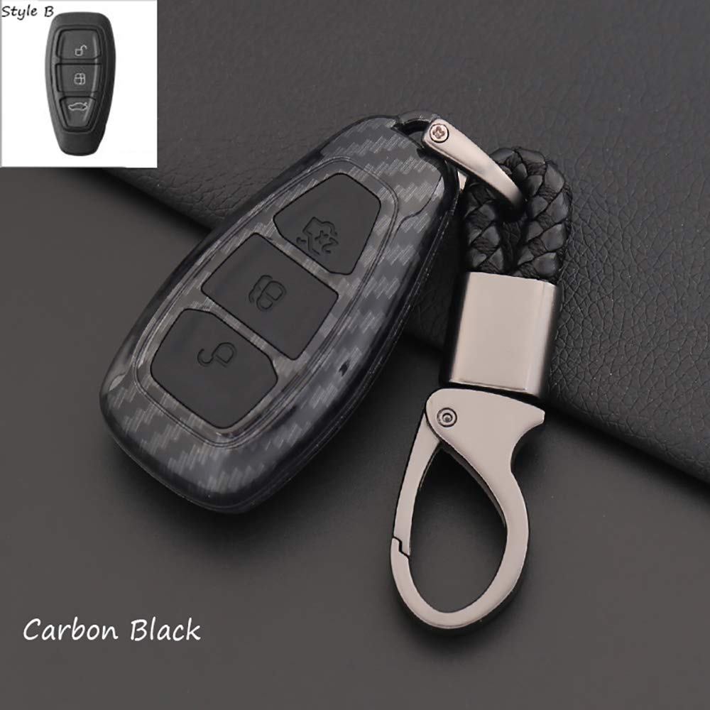 Premium Carbon Fiber Smart Key Cover for Ford Mondeo Focus MK3 ST Kuga Titanium - Anti-Scratch Protective Case with Key Chain | Perfect for Daily Use, Travel & Car Enthusiasts