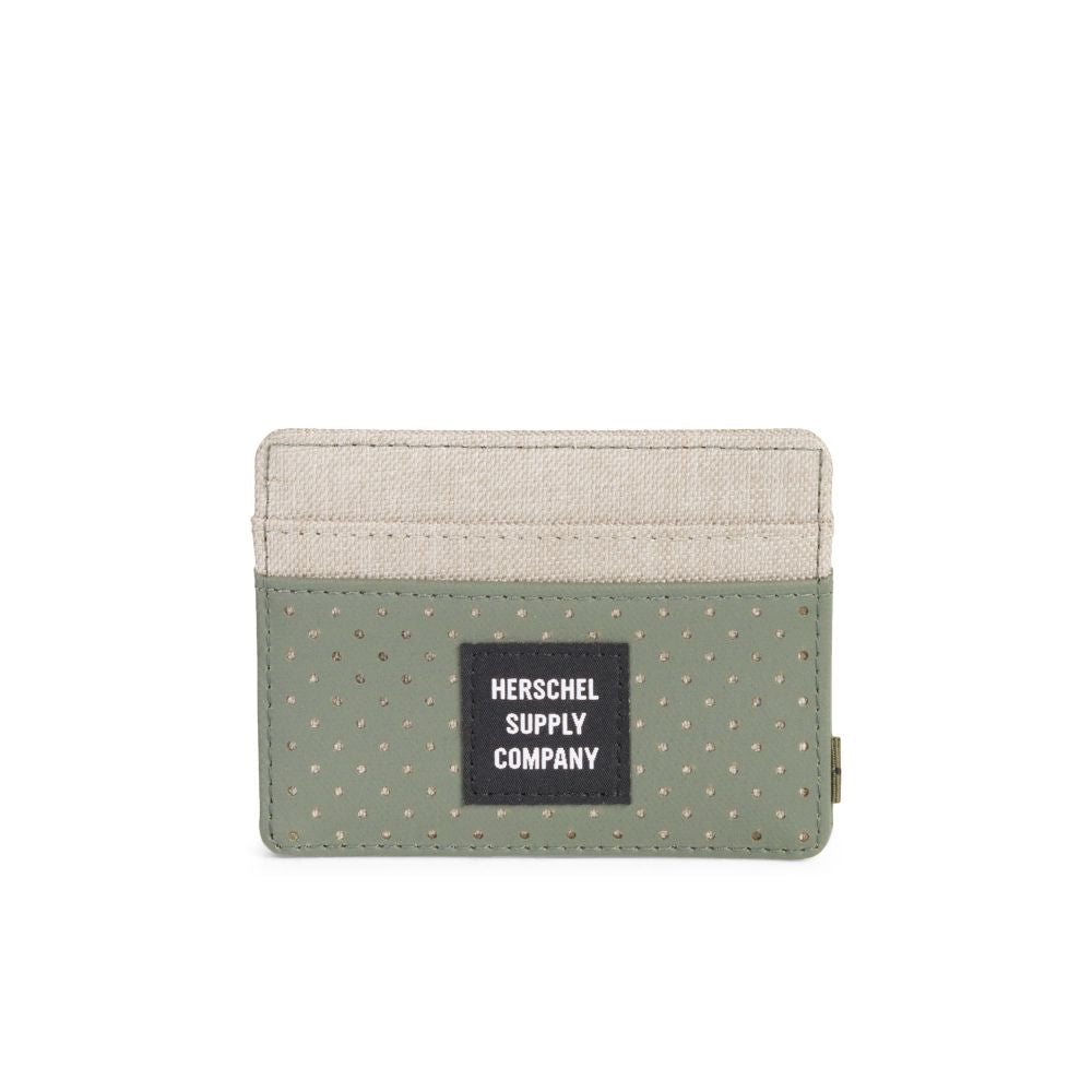 Herschel Aspect Collection Charlie Wallet - Light Khaki Crosshatch/Forest Night - Slim RFID Blocking Bifold Wallet for Men & Women - Perfect for Travel, Work & Everyday Use
