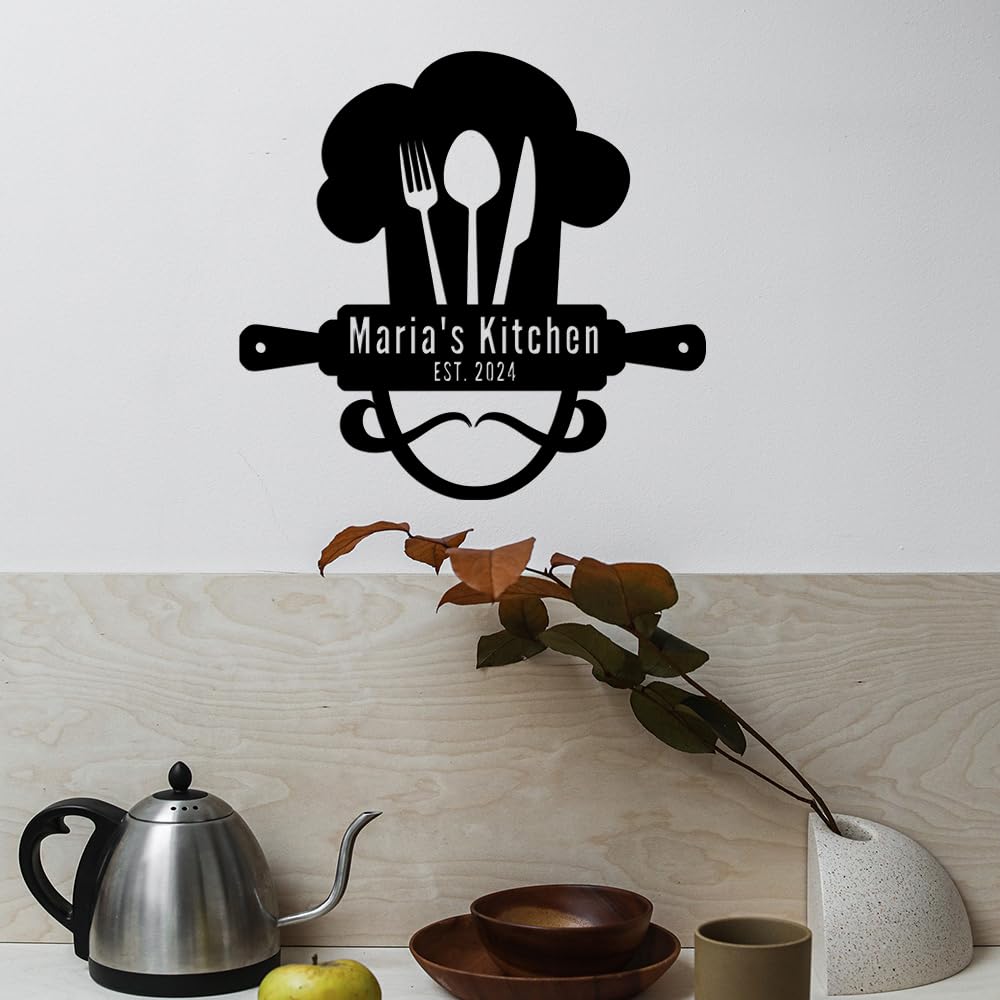 Custom Metal Kitchen Sign - Personalized Name Wall Art for Dining & Cooking Room Decor | Housewarming Gift