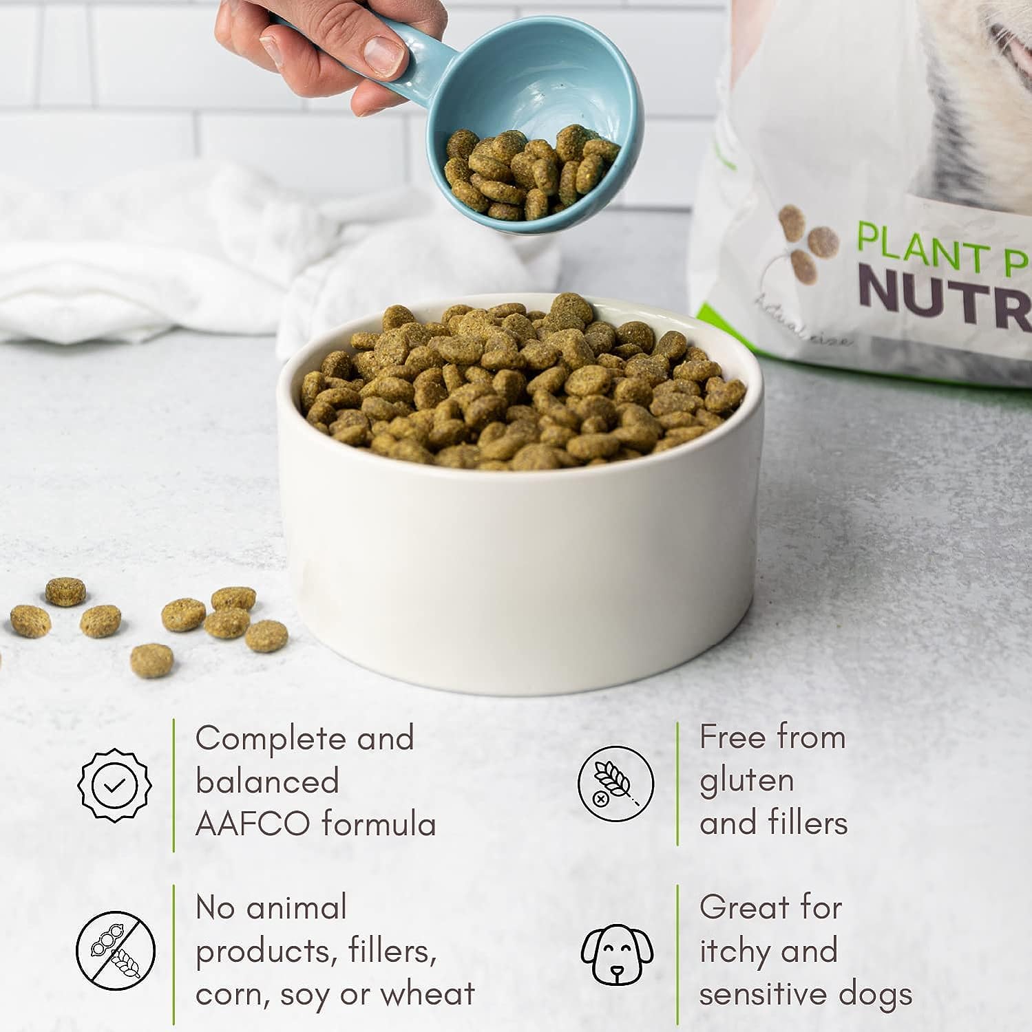 V-dog Vegan Kibble Dry Dog Food 24 LB - Plant-Based Protein with Taurine for Sensitive Stomach & Skin - Adult Vegetarian Superfood Dog Food Made in USA - Perfect for Dogs with Allergies or Digestive Issues