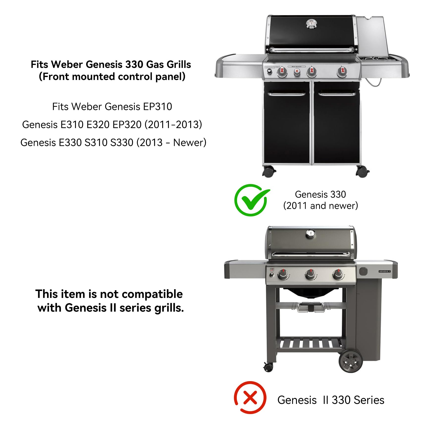 OnlyFire 7629 Electronic Igniter Kit Replacement for Weber Genesis 330 Series Gas Grill (2011-Newer Models) - Front Mount Control Panel, Electrodes & Spark Generator - Perfect for Backyard BBQs, Outdoor Cooking & Grill Maintenance