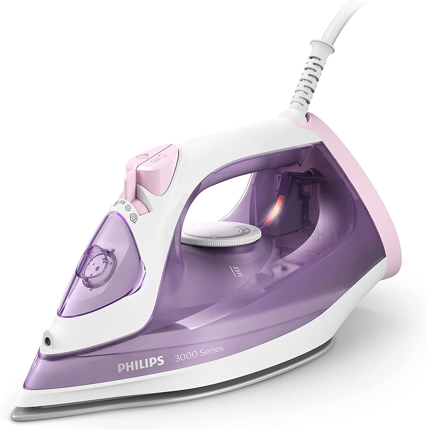 Philips 3000 Series Steam Iron - DST3010/39 | Pink | 1700W Powerful Steam | Anti-Calc | Self-Cleaning | Perfect for Clothes, Linens & Home Fabric Care