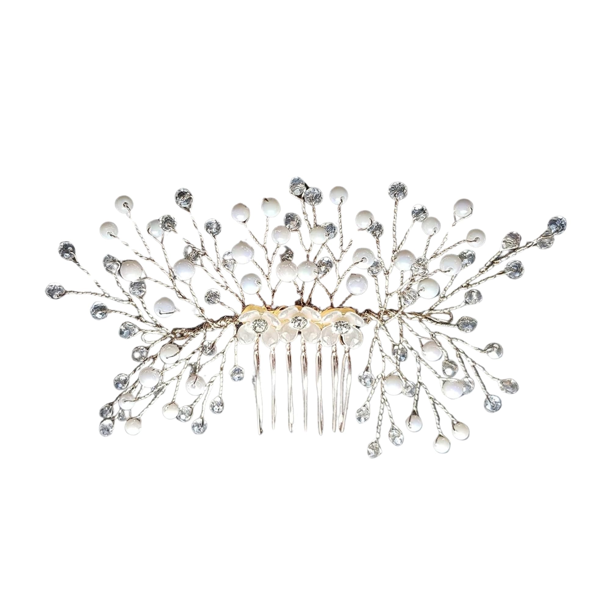 ANVIK Pearl and Crystal Hair Clip for Women - Elegant Bridal Hair Accessories, Wedding Hair Pins, Side Comb, Bun Pins for Girls & Women - Perfect for Weddings, Prom, Parties, and Special Occasions