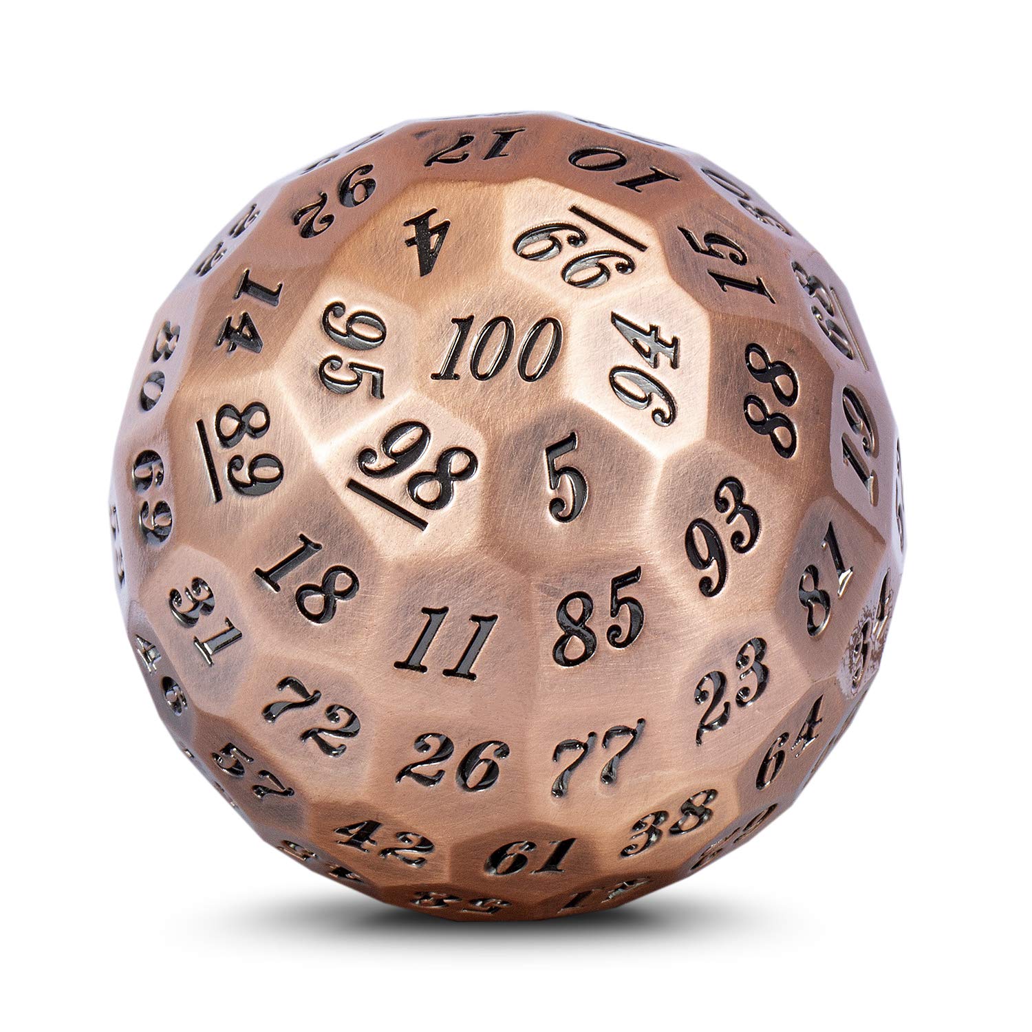 DNDND Metal D100 Dice 50mm Single 100-Sided Polyhedral Dice with Metal Case & Velvet Pouch (Copper/Black) - Perfect for Dungeons & Dragons, RPG Games, Tabletop Gaming & Collectors