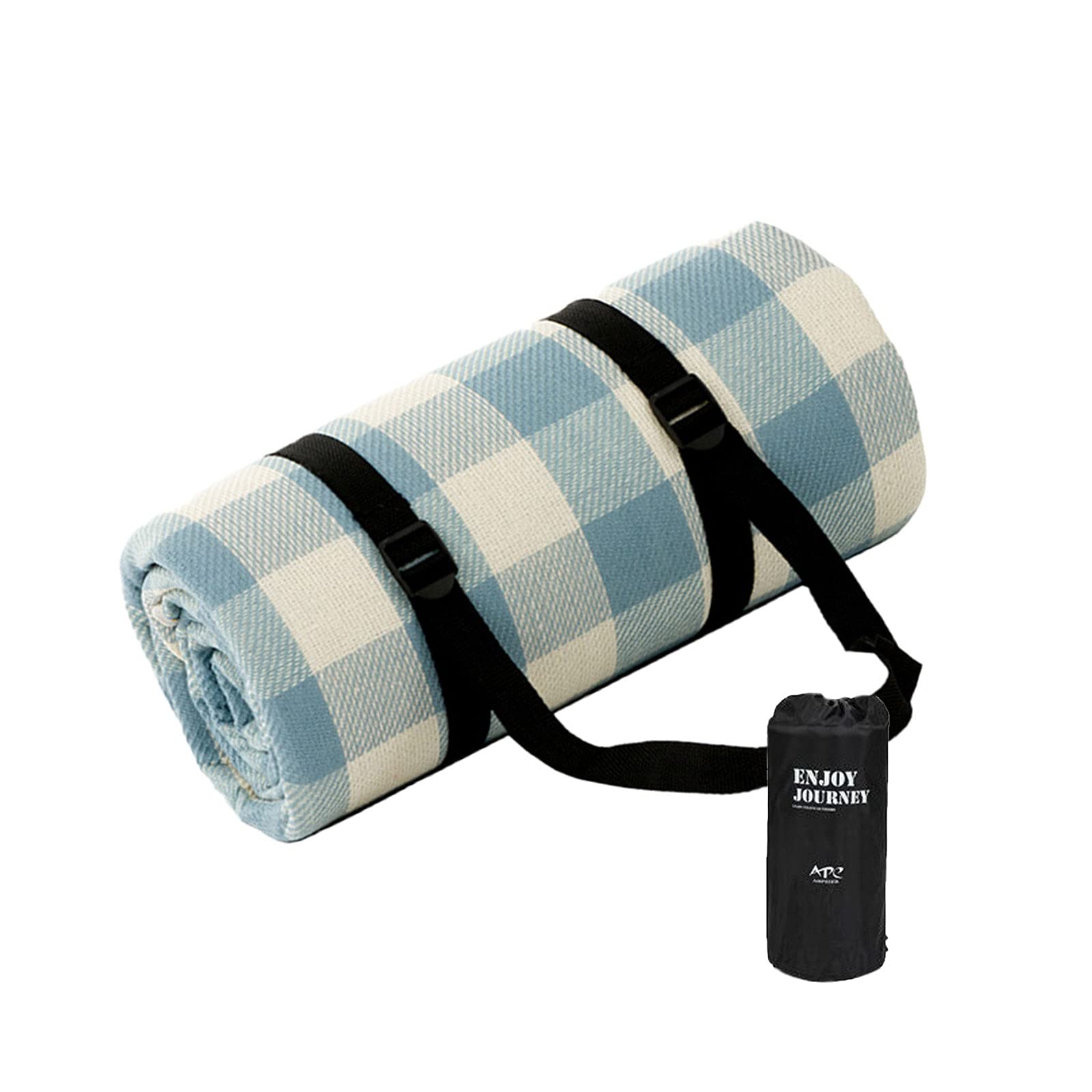 XYXSC Large Waterproof Picnic Blanket - Sand Free Outdoor Beach Mat with Foldable Design, Portable Camping & Lawn Blanket (Blue Plaid, 4.9×6.5ft) - Perfect for Beach Trips, Park Picnics, Camping and Outdoor Adventures