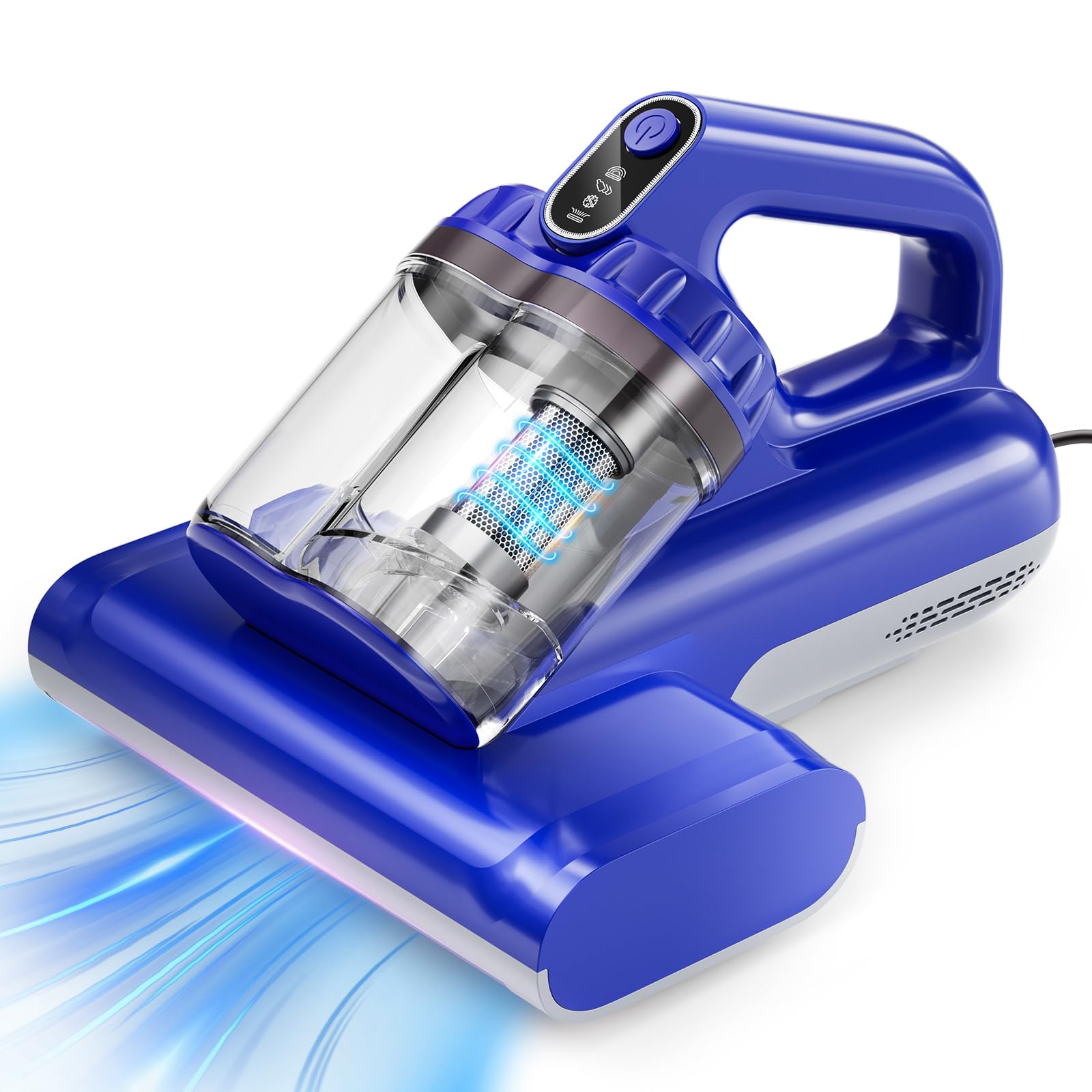 17KPa 650W Mattress Vacuum Cleaner with 273nm UV-C Light & Ultrasonic 145°F Heating - 80,000 RPM Brushroll for Deep Cleaning Beds, Pillows, Sofas and Cribs | Powerful Blue Corded Vacuum for Allergy Relief & Home Sanitization