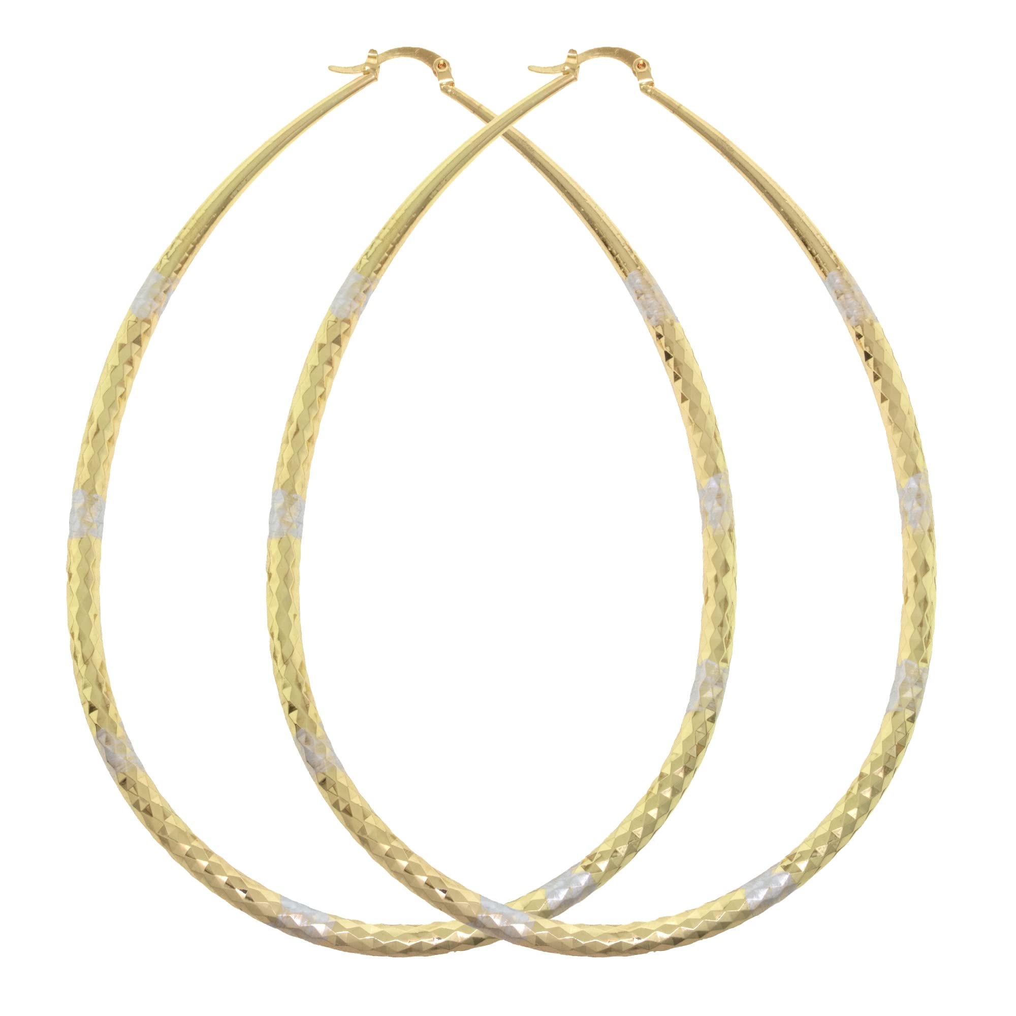 14K Gold Filled Tear Drop Hoop Earrings for Women - Medium, Large & Oversize (40-70mm) | Lightweight Hollow Oval Design | Diamond Cut Finish | Perfect for Parties, Weddings & Everyday Wear