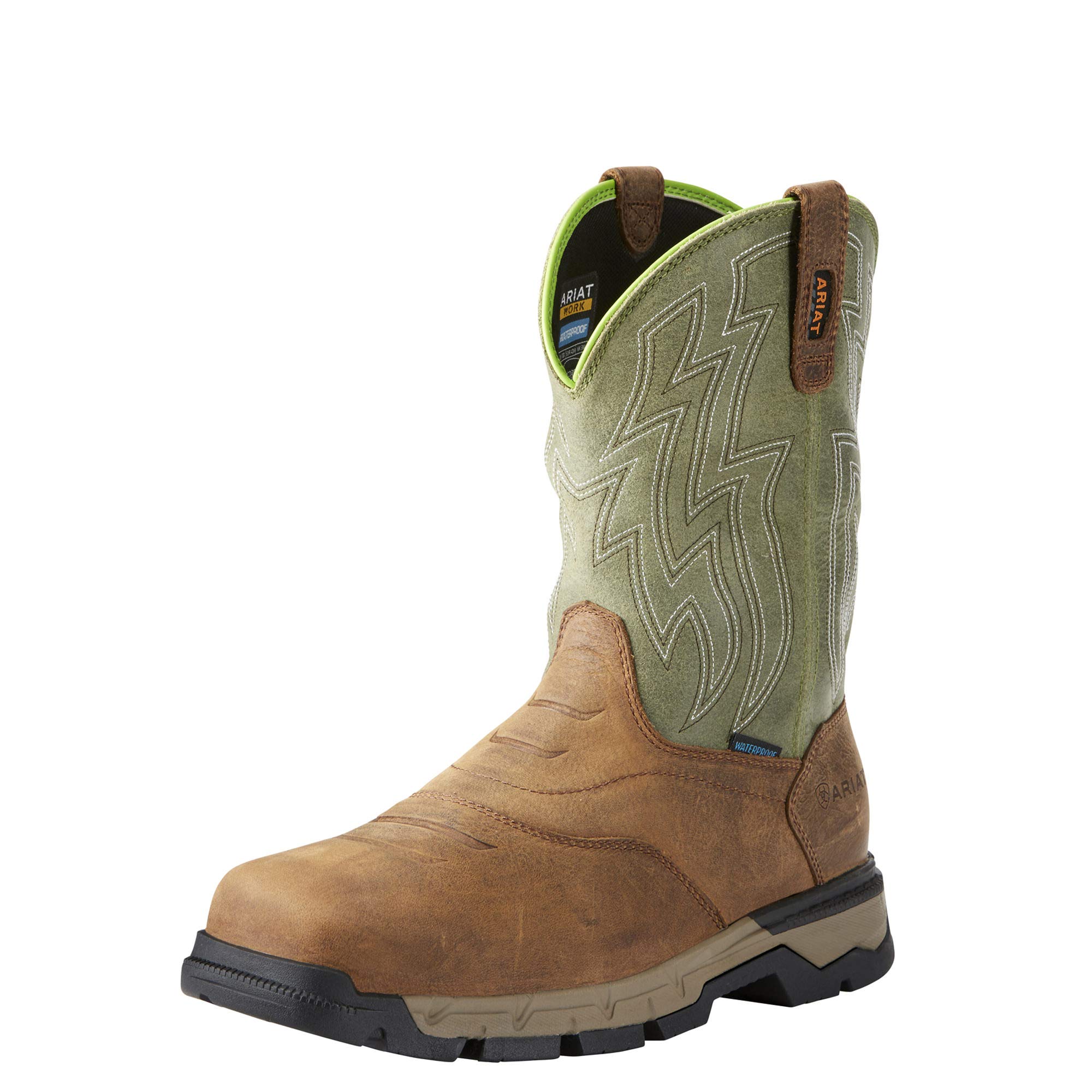 ARIAT Men's Rebar Flex Western Waterproof Work Boots - Durable Steel Toe, Slip Resistant for Construction & Ranch Work - Ideal for Outdoor Labor, Farming & Tough Jobs