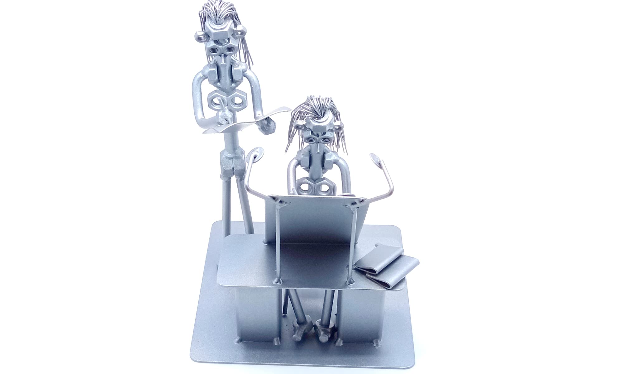 Women Engineer Nuts and Bolt Sculpture - Unique Graduation Gift for Engineers | Funny Scrap Metal Art for Engineering Students | Perfect Office Desk Decor & STEM Gift Idea
