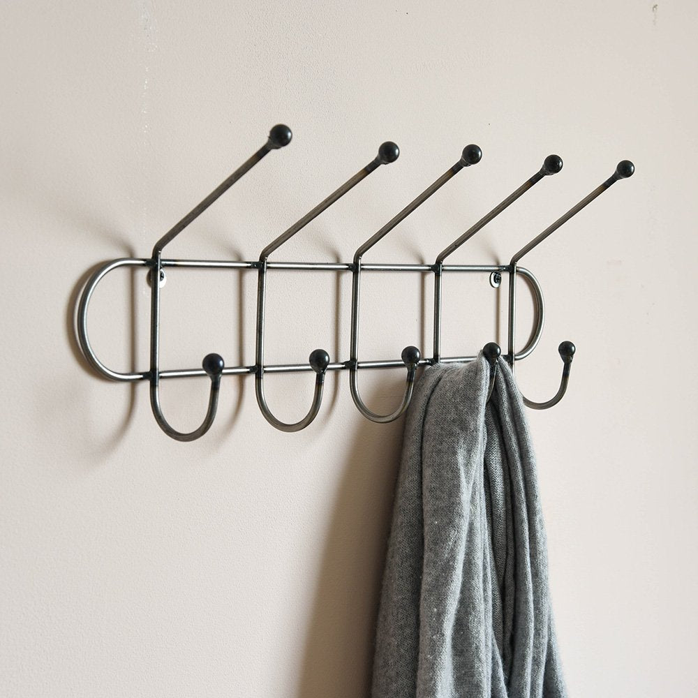 Farringdon Wall Mounted Coat Hook Rail - Sturdy Entryway Organizer for Hanging Coats, Hats & Bags - Perfect for Hallway, Mudroom & Closet Organization