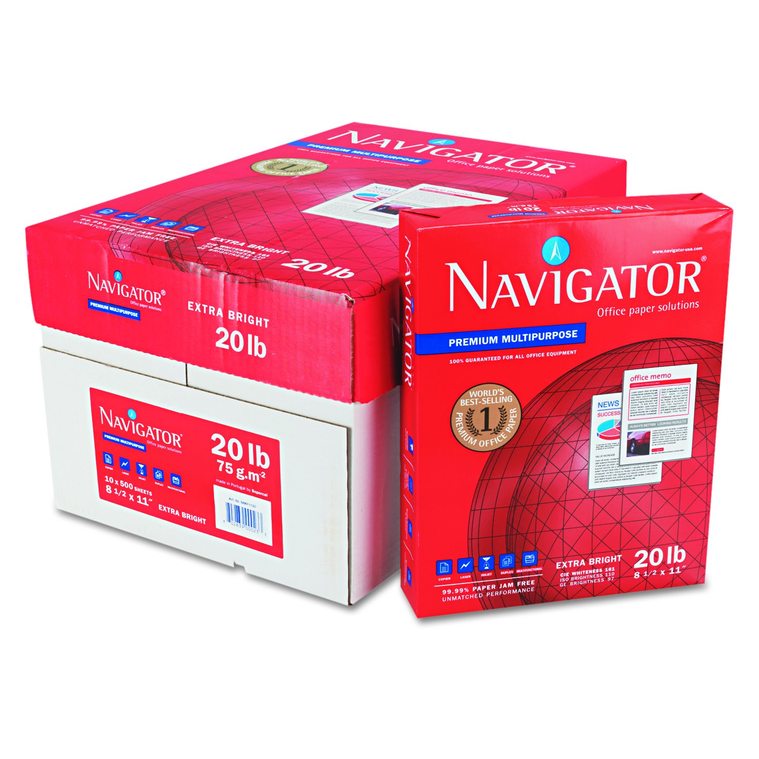 Premium Multipurpose Copy Paper - Navigator NMP1120, 20lb, 8.5x11 Inches, 97 Brightness, White (5000 Sheets/Case) - Ideal for Office Printing, School Projects & Home Office Documents