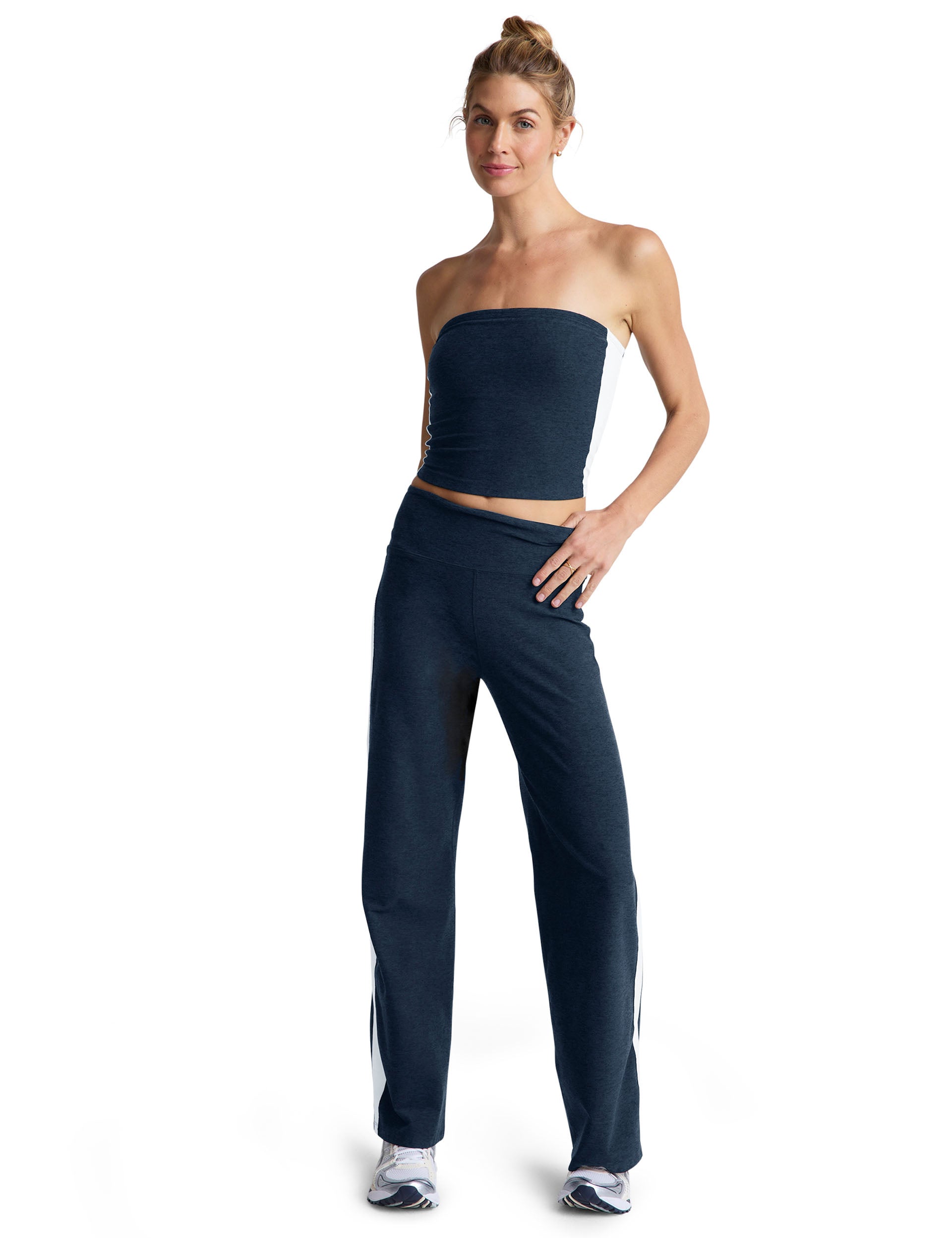 Spacedye Strapless Stripe Top - Nocturnal Navy & Cloud White | Women's Fashion Tops | Perfect for Summer Outfits, Beach Wear & Casual Style