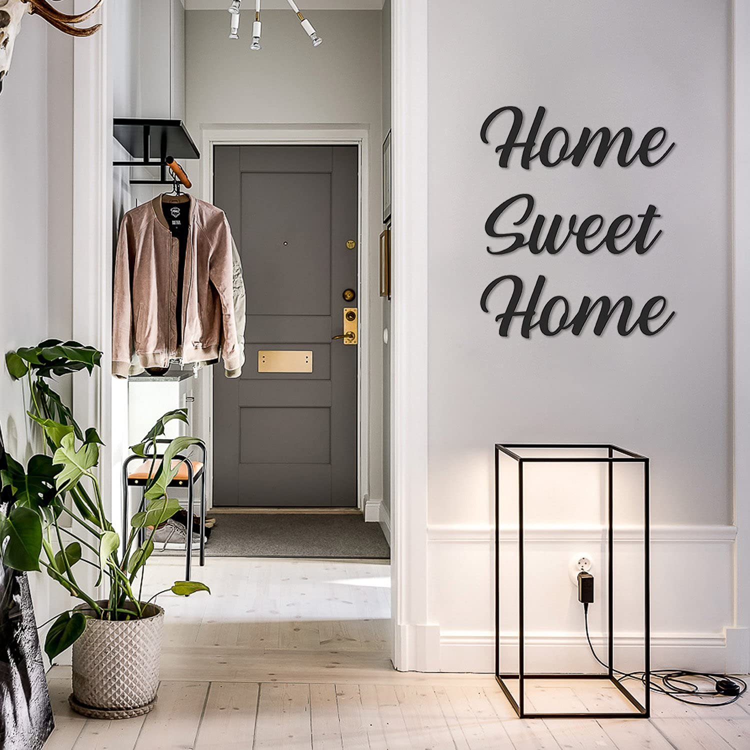 LaModaHome - 'Home Sweet Home' Metal Wall Art Decor for Living Room, Bedroom, Kitchen & Bathroom - Indoor & Outdoor Wall Hanging Sign - Perfect for Housewarming Gifts & Farmhouse Style Home Decor