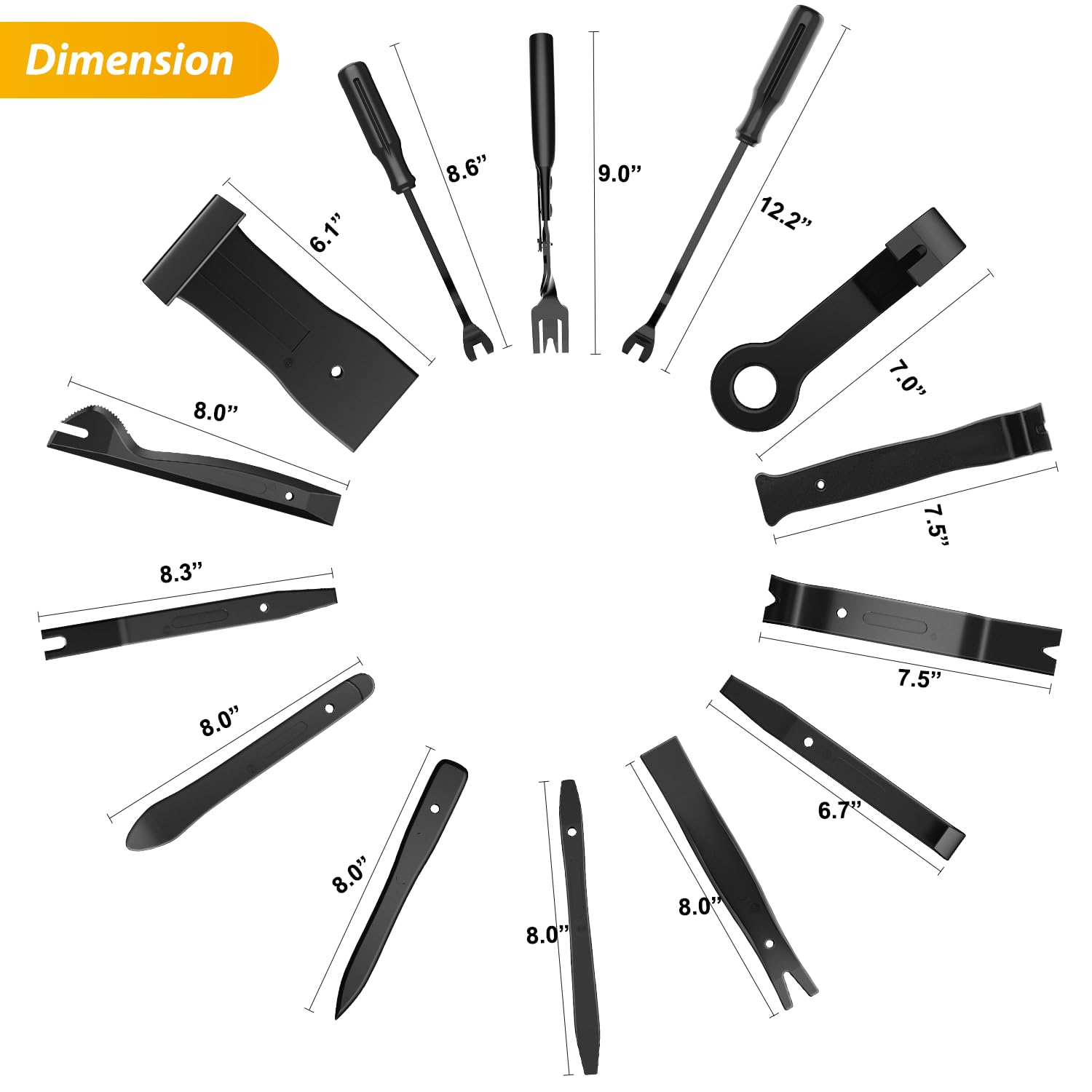 GOOACC 102Pcs Auto Trim Removal Tool Kit - Nylon Bumper Retainer Clip Set, Push Pin Fastener & Terminal Remover with Round Handle for Car Radio/Dashboard Panel (Black) | Perfect for Car Interior Repair & DIY Auto Detailing