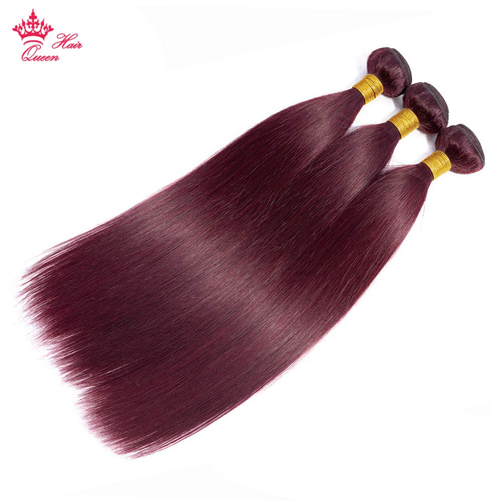 99J Burgundy Wine Red 100% Unprocessed Brazilian Virgin Human Hair Weft Extensions - 24 Inches Straight Hair Bundles for Weaving & Styling | Perfect for Daily Wear, Parties & Special Occasions