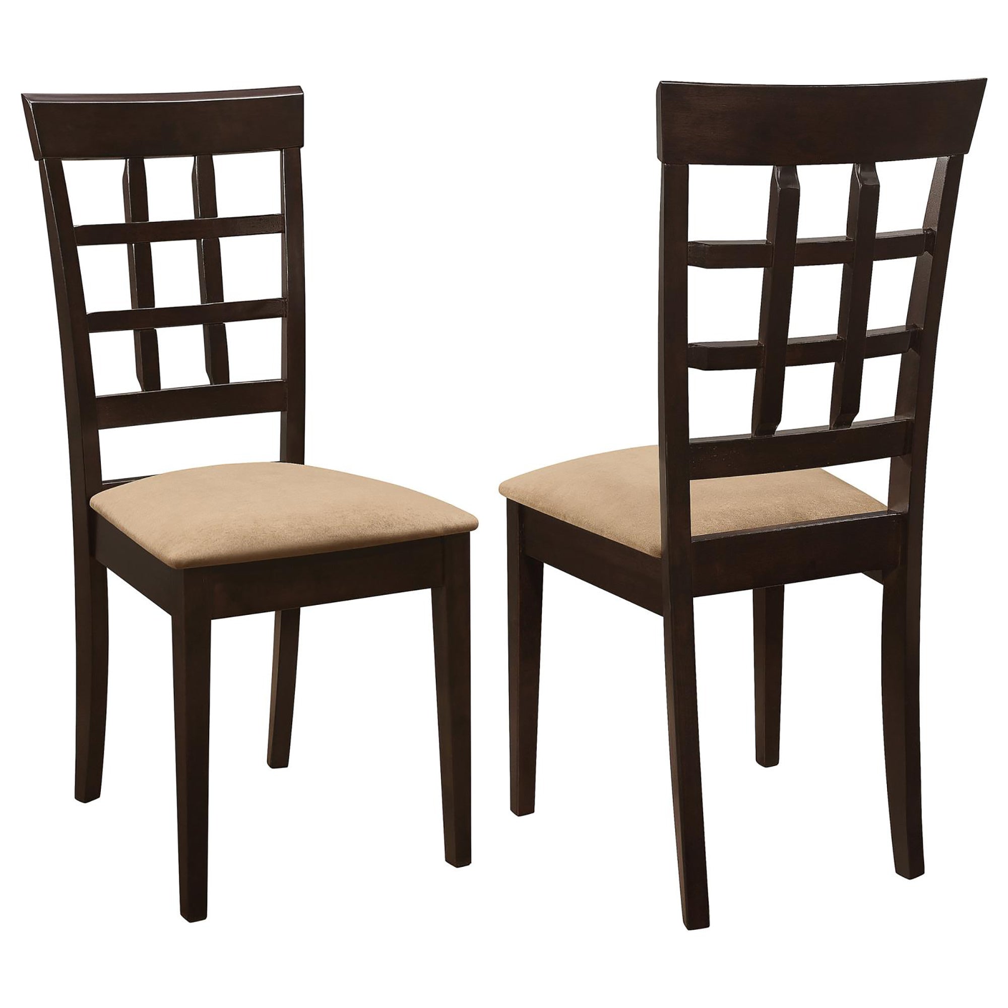Modern Cappuccino & Beige Lattice Back Dining Chairs (Set of 2) - Stylish Kitchen & Dining Room Furniture for Home Decor, Restaurant, Cafe, and Office Use