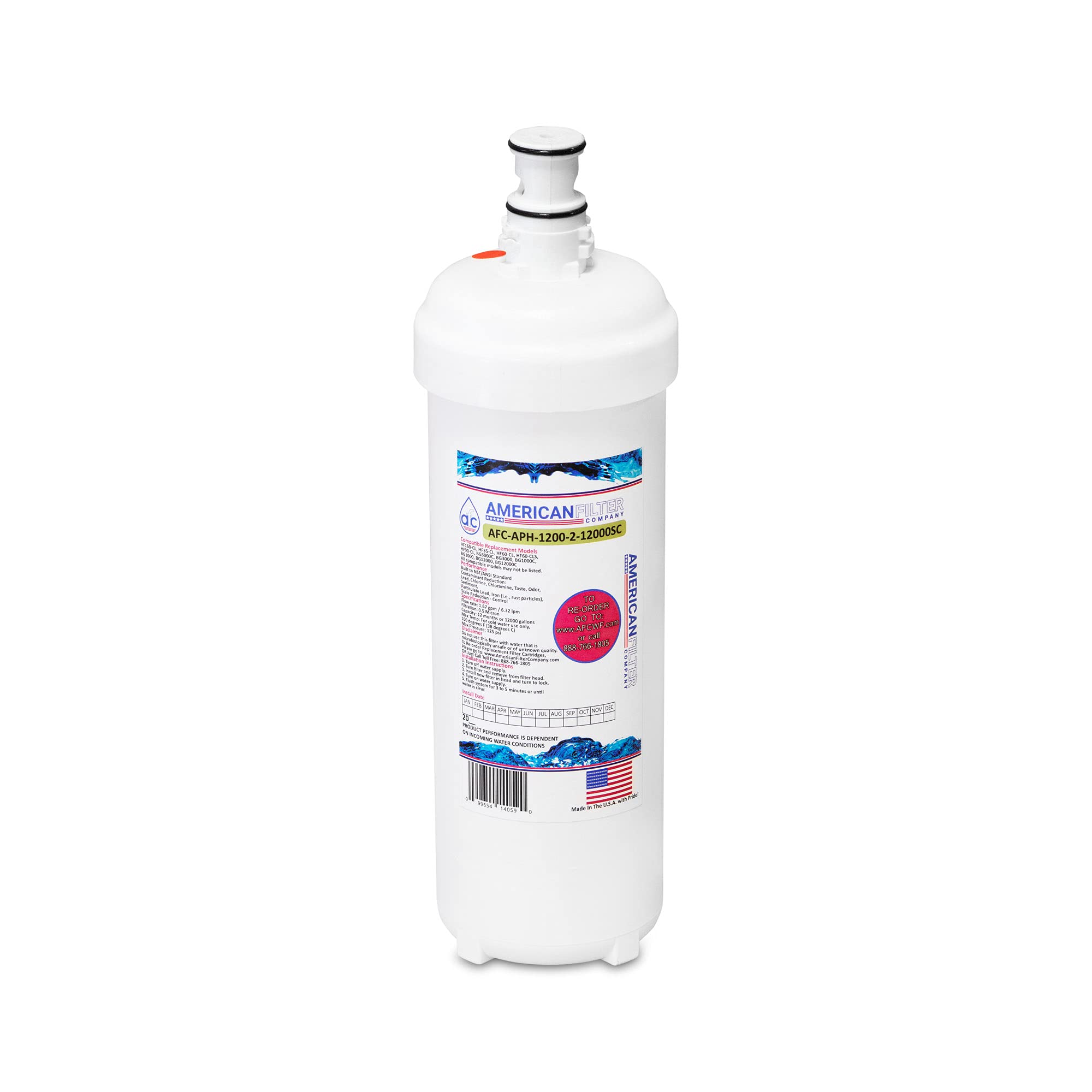 AFC Water Filter Replacement Cartridge - Compatible with Body Glove BG3000 Model AFC-APH-1200-2-12000SC | High-Performance Filtration for Clean Drinking Water at Home, Office & RV