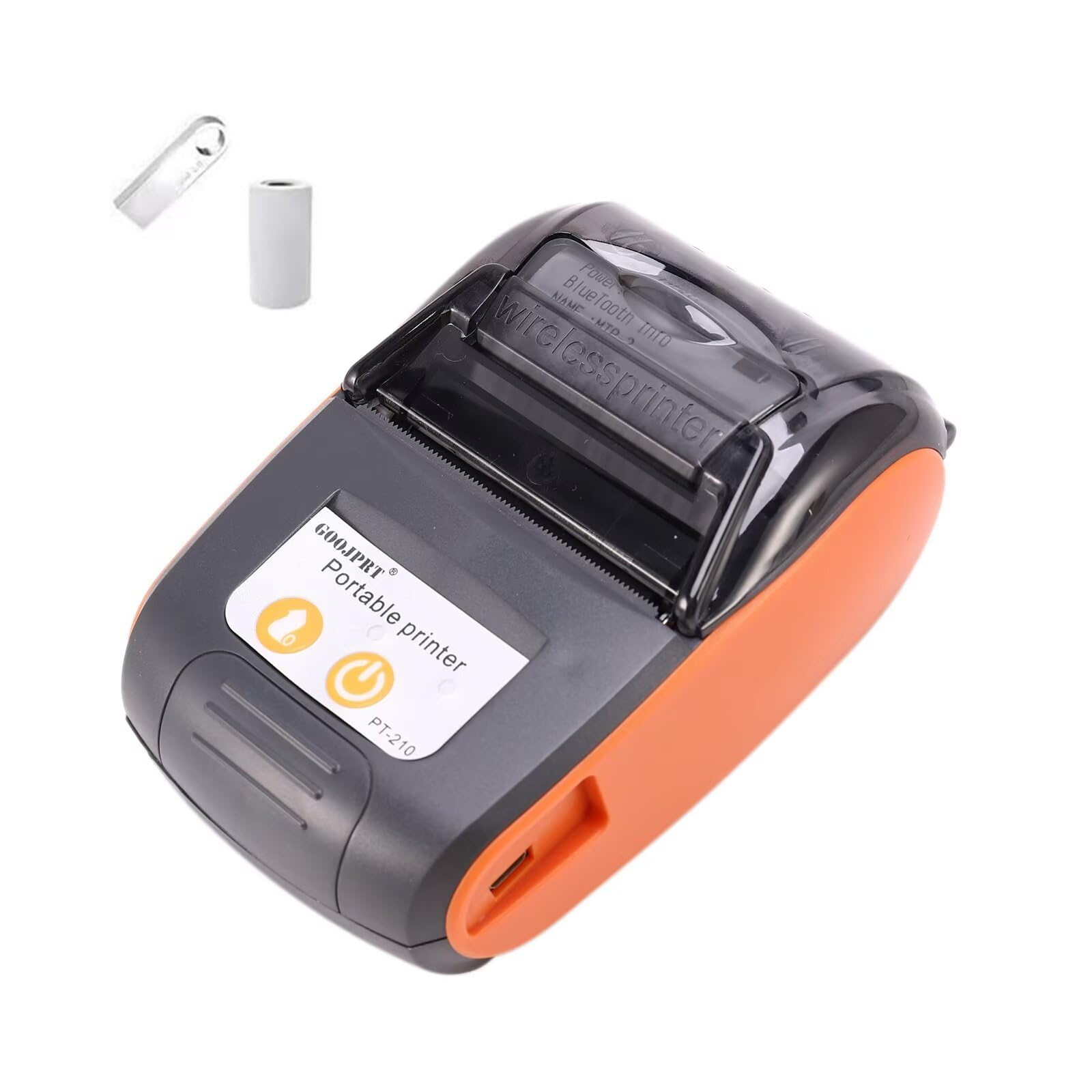 Wireless Bluetooth Thermal Receipt Printer 58mm - Portable Mini POS Printer for Small Business, Compatible with Android Windows Linux (Not for iOS Mac iPad) - Orange Color - Perfect for Retail Stores, Restaurants and Mobile Businesses