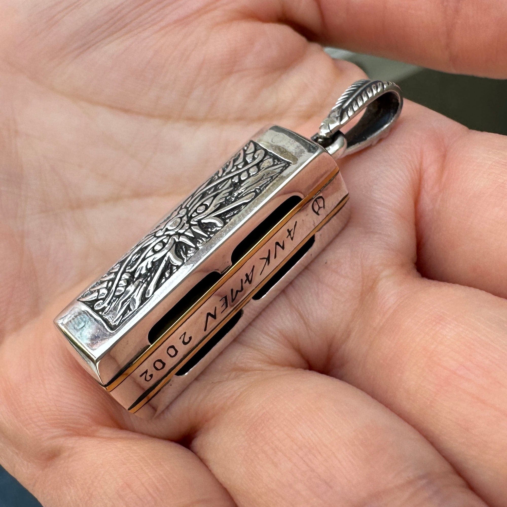 Japanese Demon Flower Harmonica Pendant - 925 Sterling Silver Necklace for Men & Women | Perfect for Gothic Fashion, Music Lovers & Unique Gift Giving