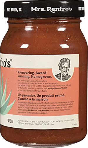 Mrs. Renfro's Tequila Salsa - Premium Gluten Free Mexican Salsa for Dips, Chips, Tacos & Nachos - 16oz (473ml) Bottle - Perfect for Parties, Game Nights & Mexican Cuisine
