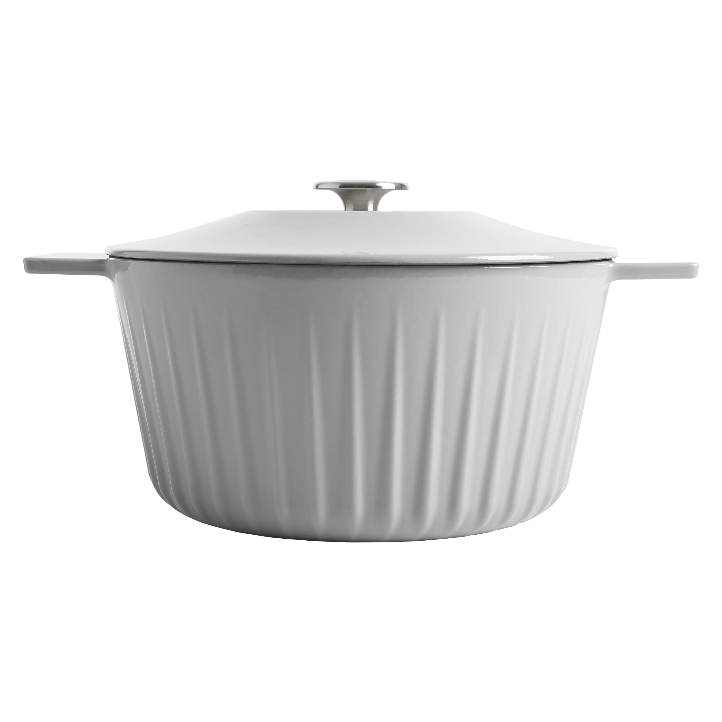 Martha Stewart Eastholm 5 Quart Enameled Cast Iron Dutch Oven - Grey | Heavy Duty Cookware for Baking, Stewing & Slow Cooking | Perfect for Soups, Casseroles & Bread Making