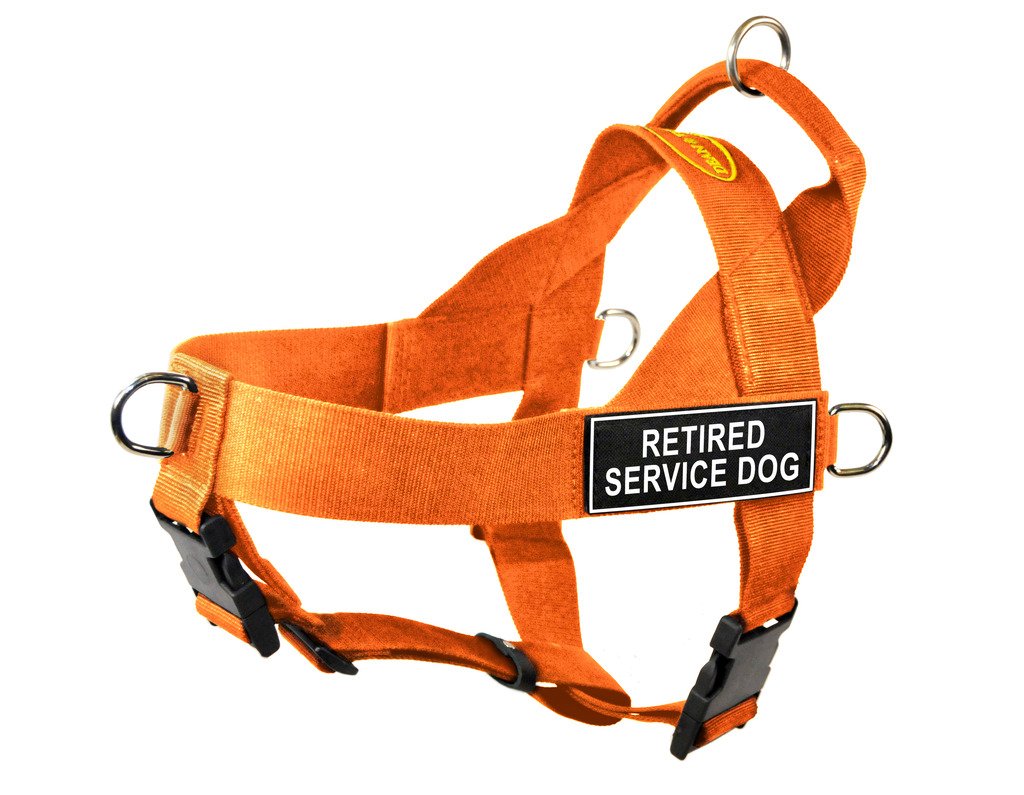 Dean & Tyler DT Universal No Pull Dog Harness with Retired Service Dog Patches - Orange X-Large for Large Breed Dogs | Comfortable Walking, Training & Outdoor Adventures